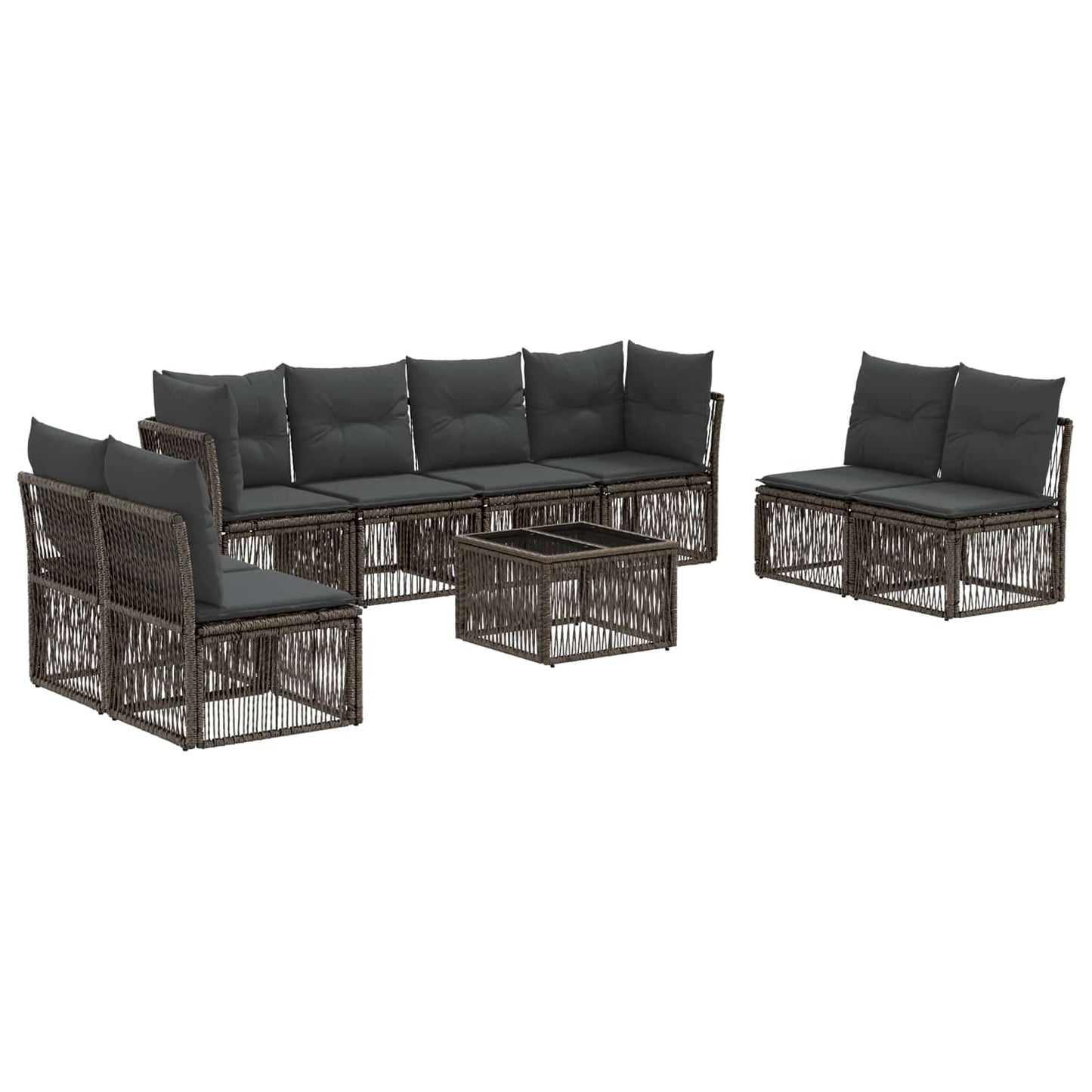 Tuinbankenset 9 pcs Grijs poly rattan is nu te koop bij PeponiXL, paradijselijk wonen!