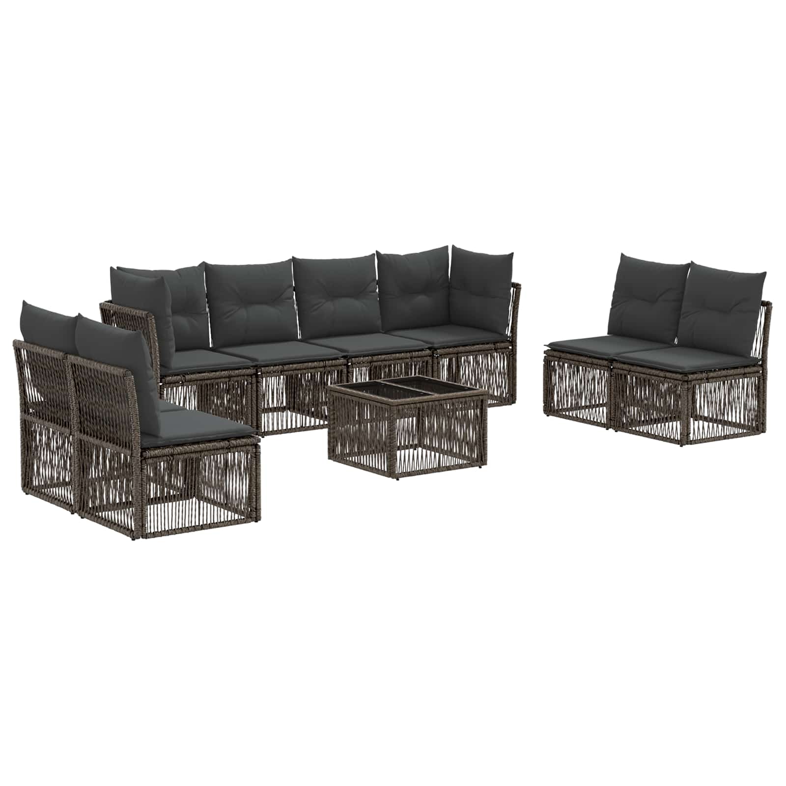 Tuinbankenset 9 pcs Grijs poly rattan is nu te koop bij PeponiXL, paradijselijk wonen!