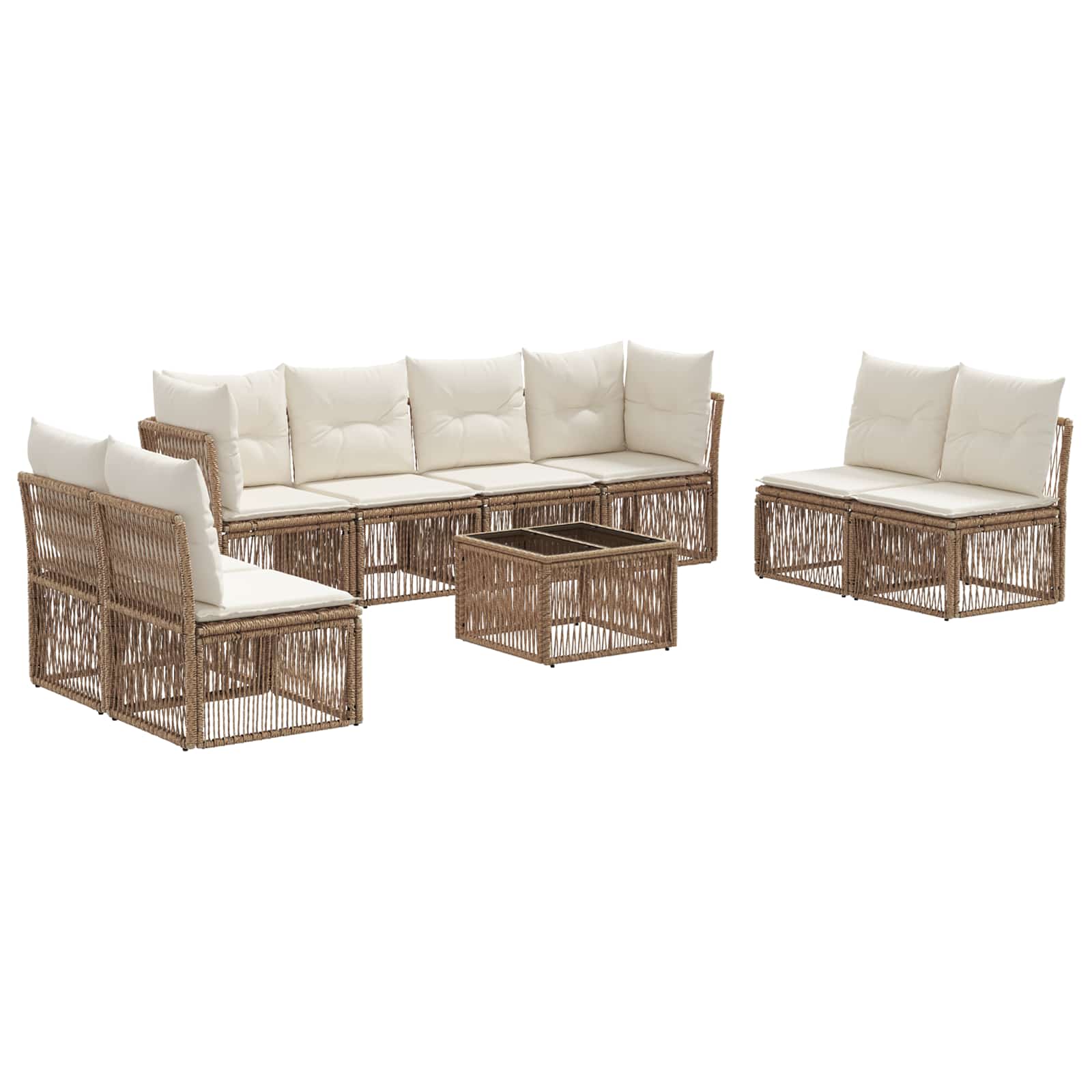 Tuinbankenset 9 pcs Beige poly rattan is nu te koop bij PeponiXL, paradijselijk wonen!
