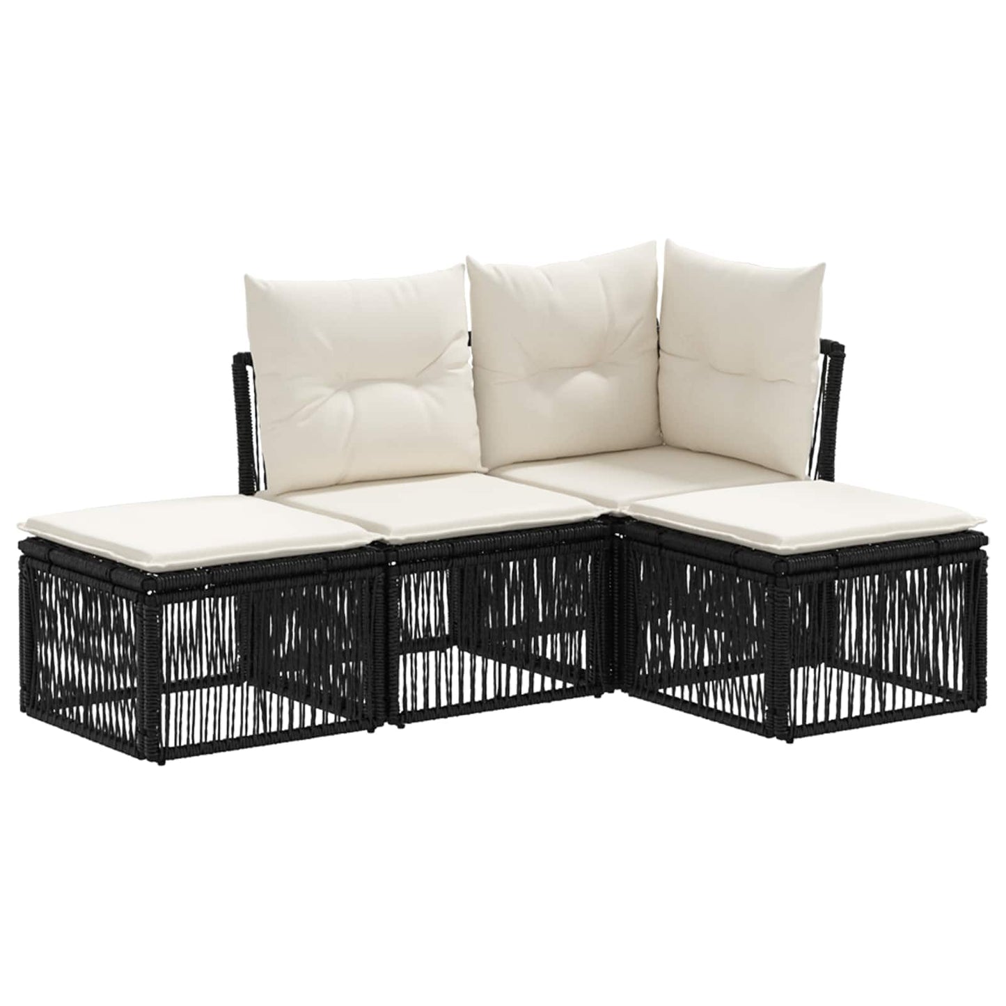 Tuinbankenset 4 pcs Zwart poly rattan is nu te koop bij PeponiXL, paradijselijk wonen!