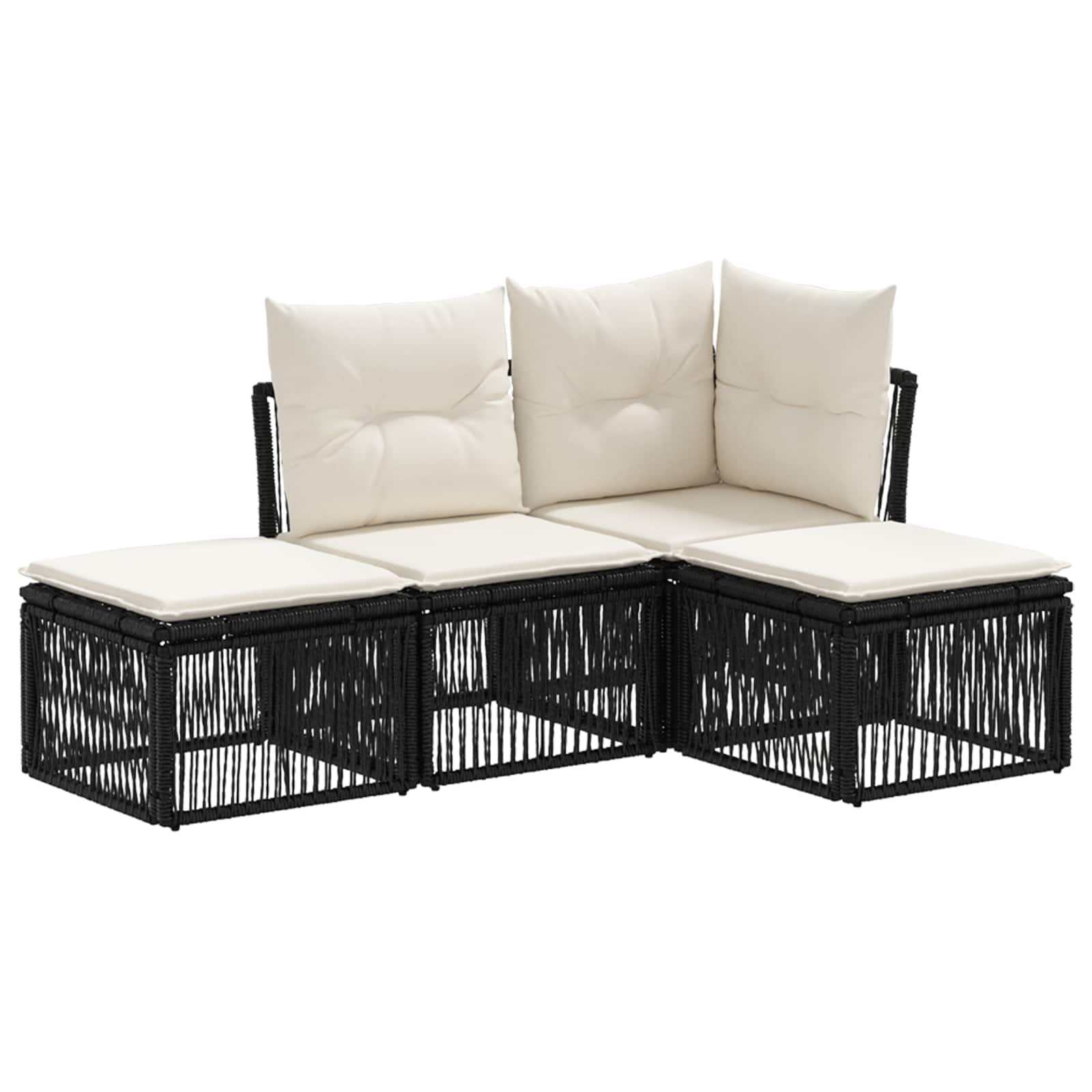 Tuinbankenset 4 pcs Zwart poly rattan is nu te koop bij PeponiXL, paradijselijk wonen!