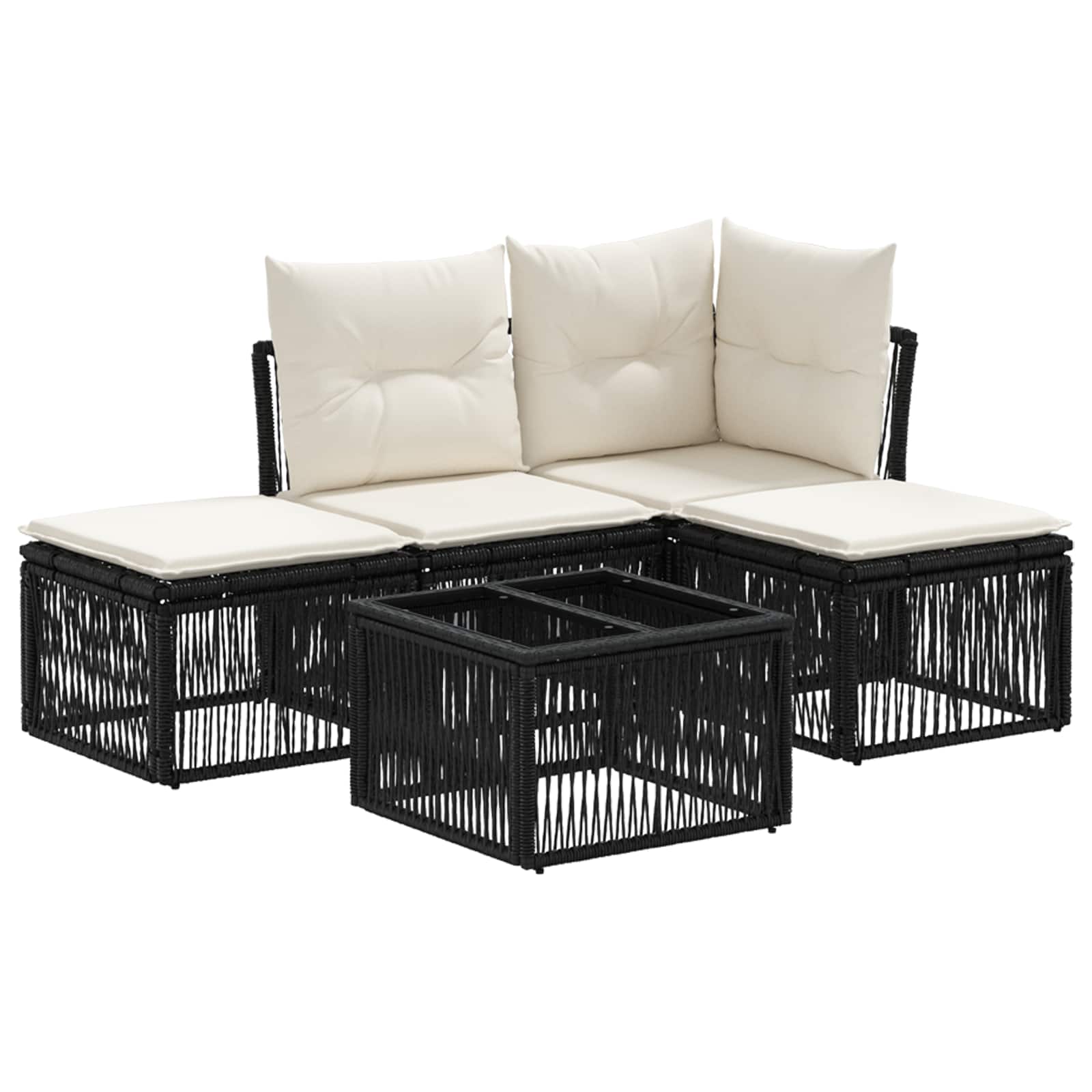 Tuinbankenset 5 pcs Zwart poly rattan is nu te koop bij PeponiXL, paradijselijk wonen!