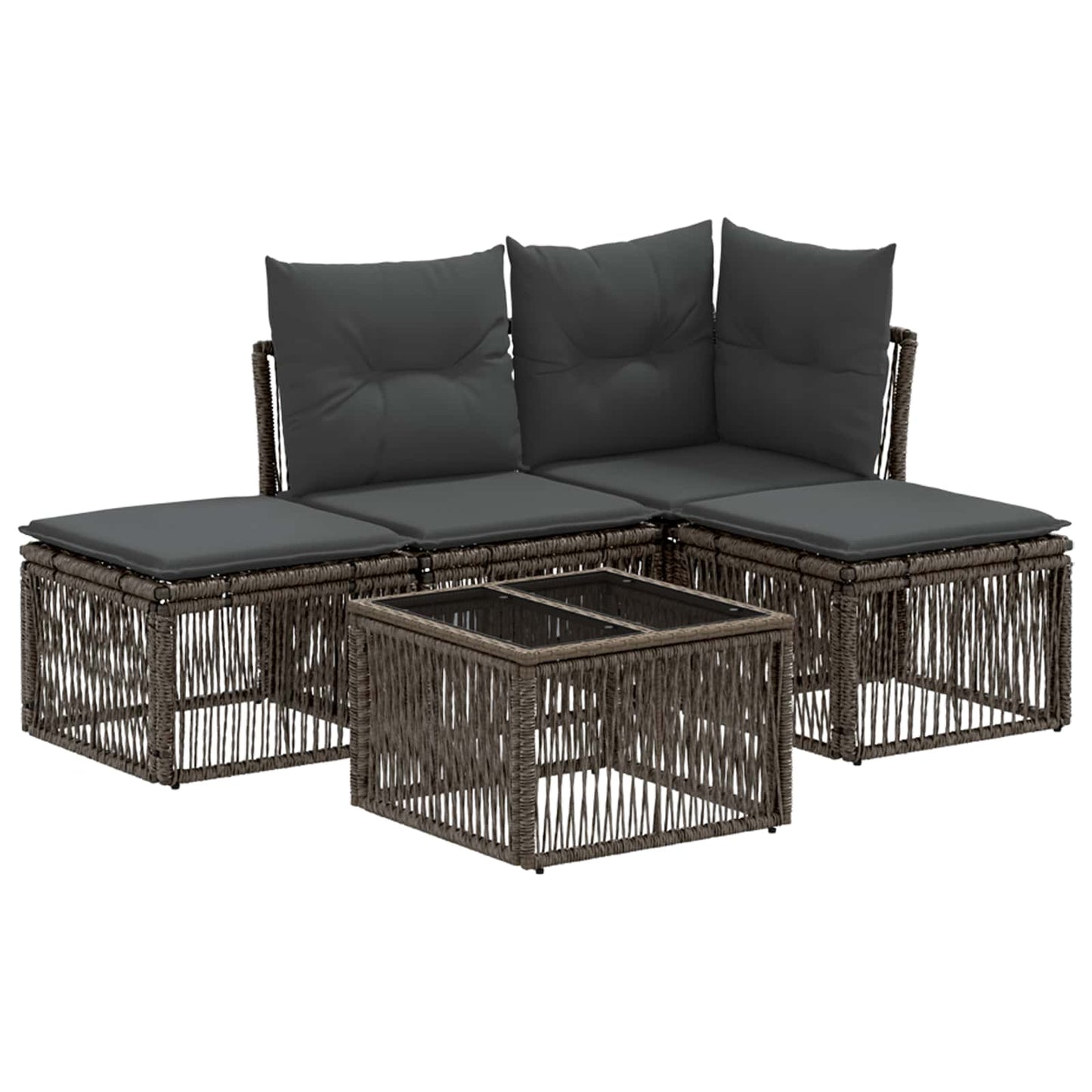 Tuinbankenset 5 pcs Grijs poly rattan is nu te koop bij PeponiXL, paradijselijk wonen!