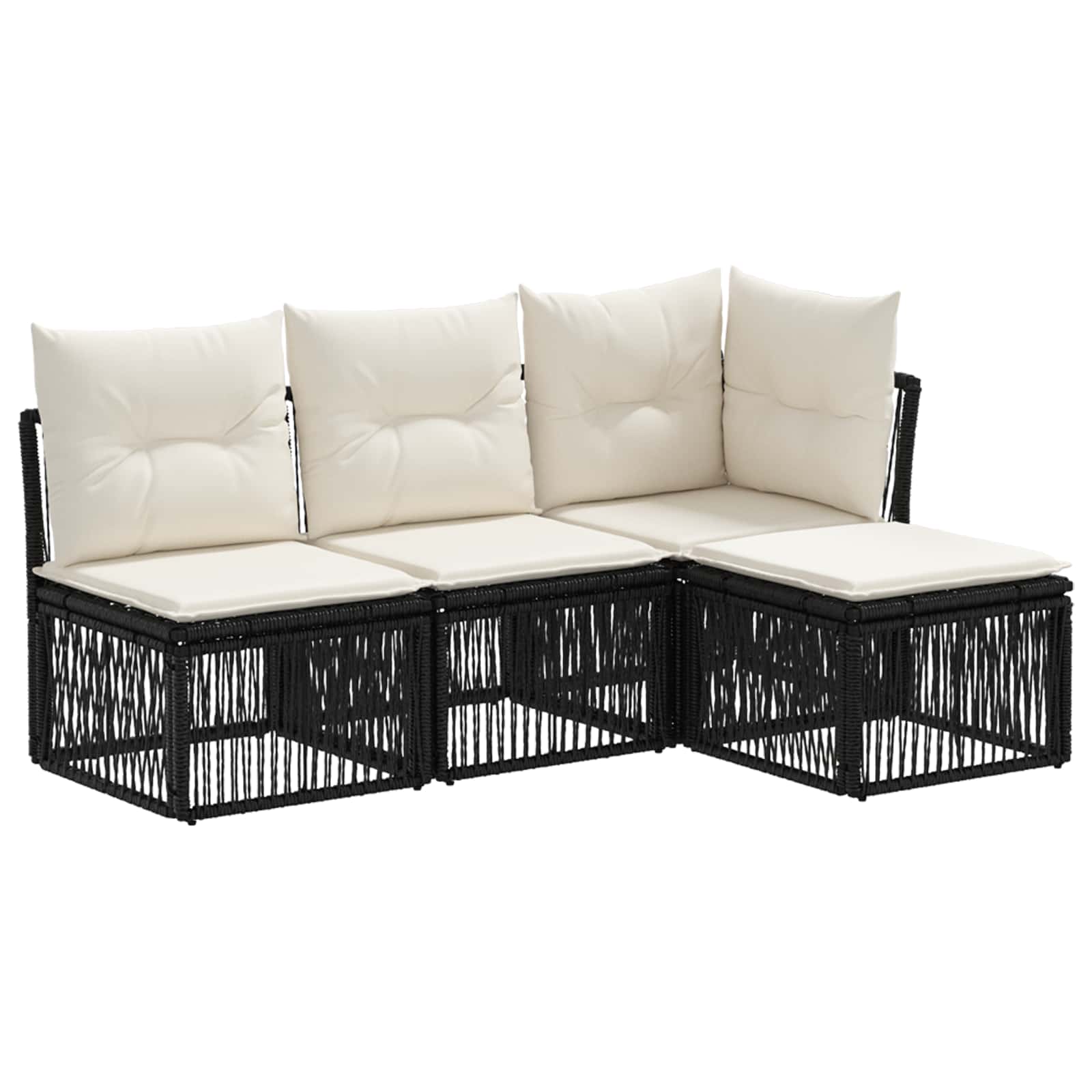 Tuinbankenset 4 pcs Zwart poly rattan is nu te koop bij PeponiXL, paradijselijk wonen!