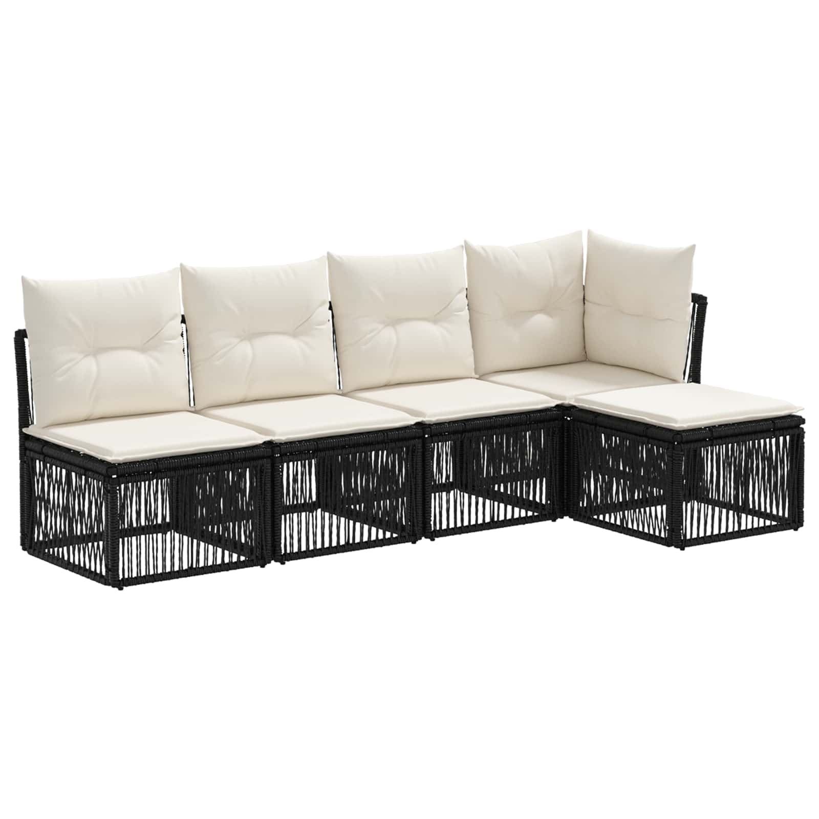 Tuinbankenset 5 pcs Zwart poly rattan is nu te koop bij PeponiXL, paradijselijk wonen!