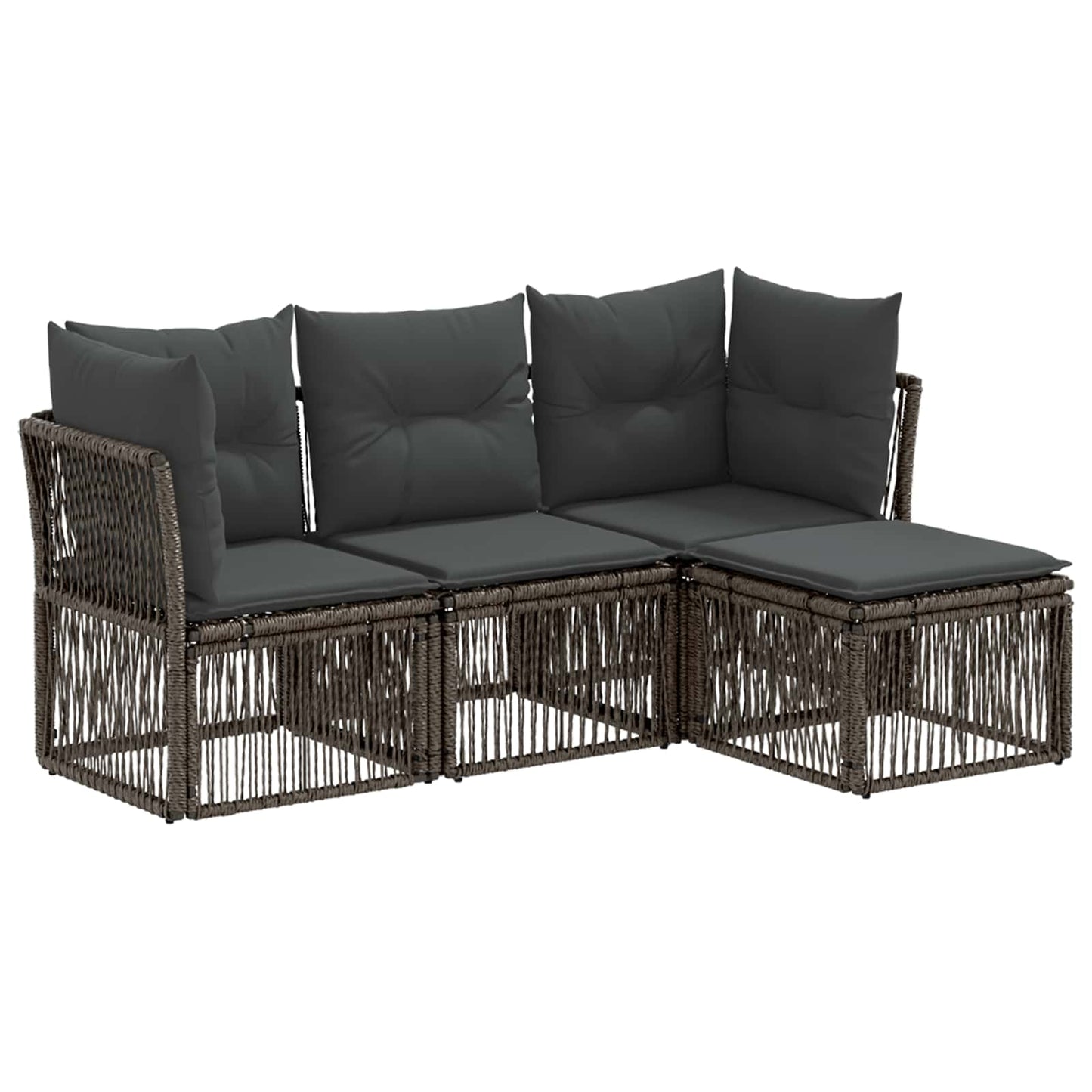 Tuinbankenset 4 pcs Grijs poly rattan is nu te koop bij PeponiXL, paradijselijk wonen!