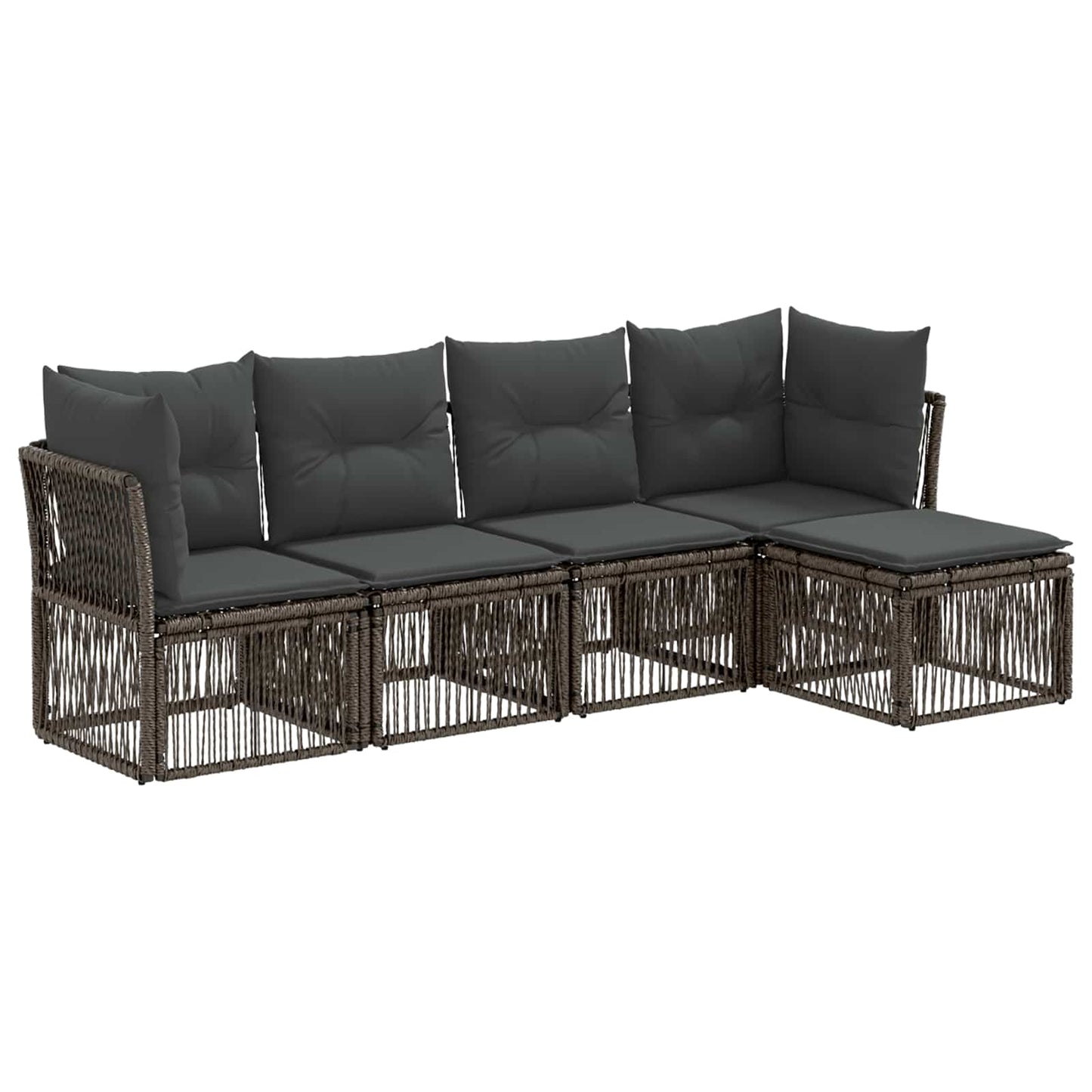 Tuinbankenset 5 pcs Grijs poly rattan is nu te koop bij PeponiXL, paradijselijk wonen!
