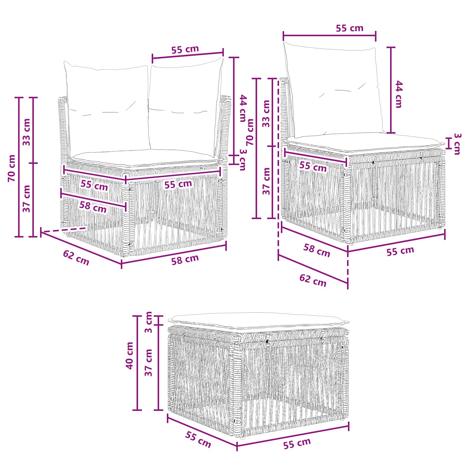 Tuinbankenset 5 pcs Grijs poly rattan is nu te koop bij PeponiXL, paradijselijk wonen!