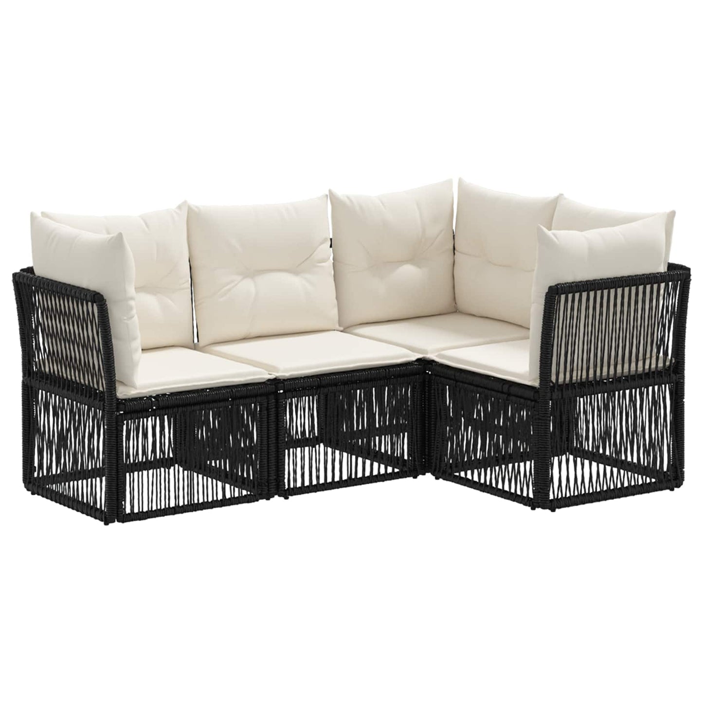 Tuinbankenset 4 pcs Zwart poly rattan is nu te koop bij PeponiXL, paradijselijk wonen!