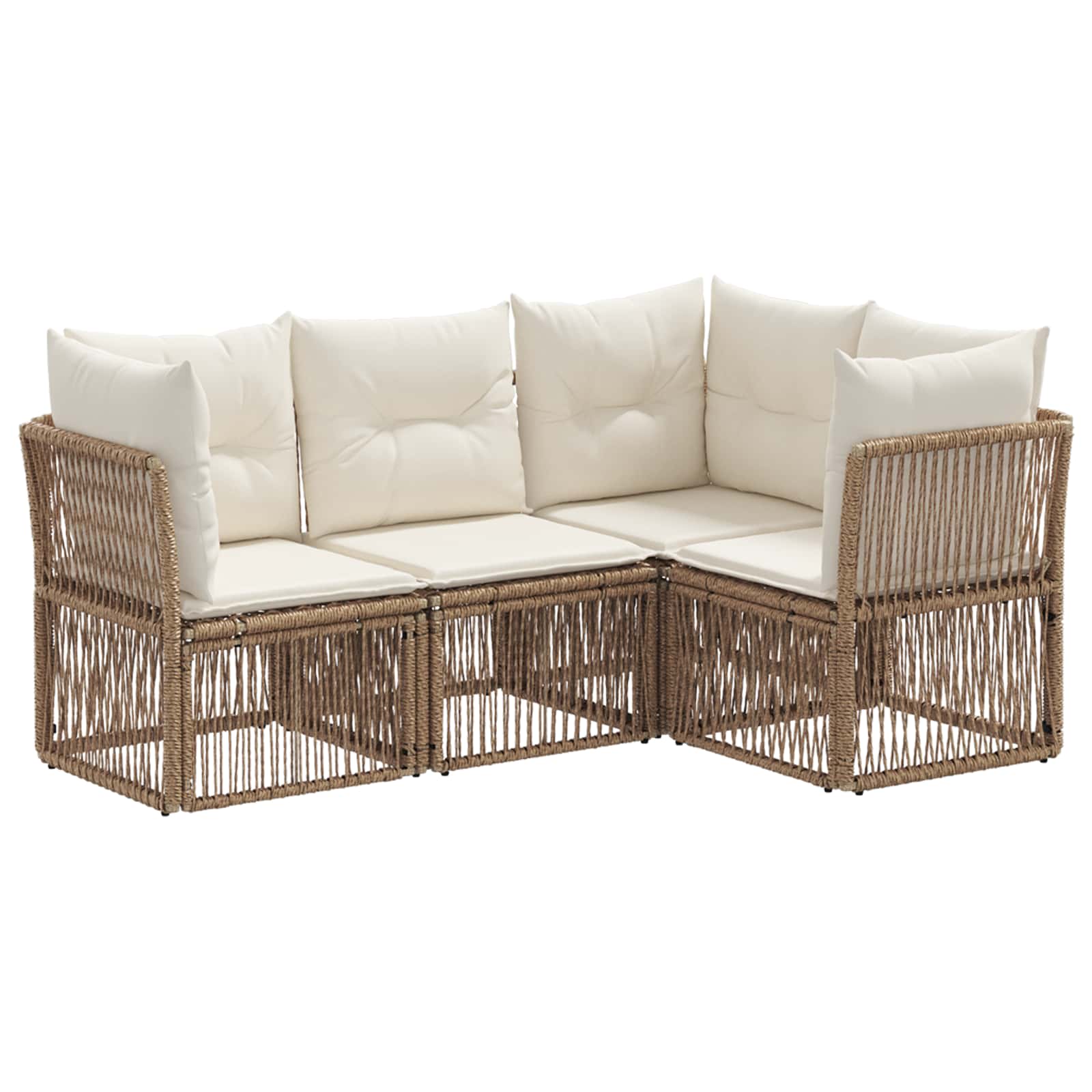 Tuinbankenset 4 pcs Beige poly rattan is nu te koop bij PeponiXL, paradijselijk wonen!
