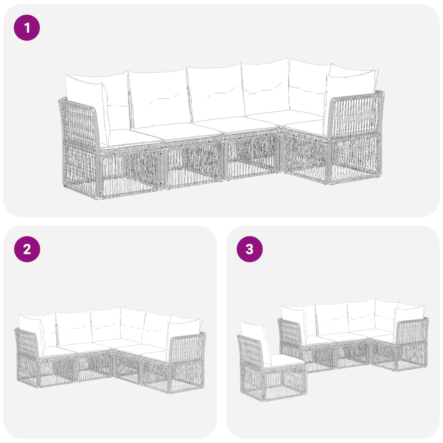 Tuinbankenset 5 pcs Grijs poly rattan is nu te koop bij PeponiXL, paradijselijk wonen!