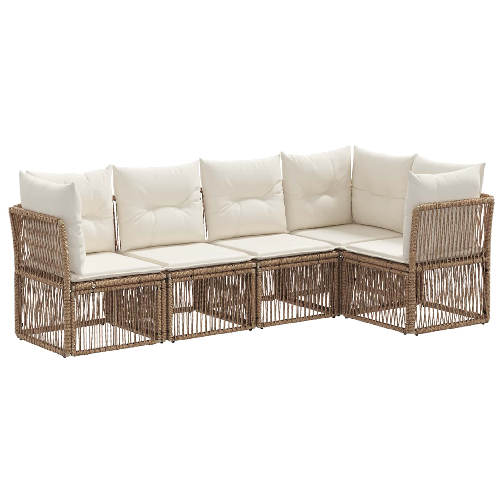 Tuinbankenset 5 pcs Beige poly rattan is nu te koop bij PeponiXL, paradijselijk wonen!