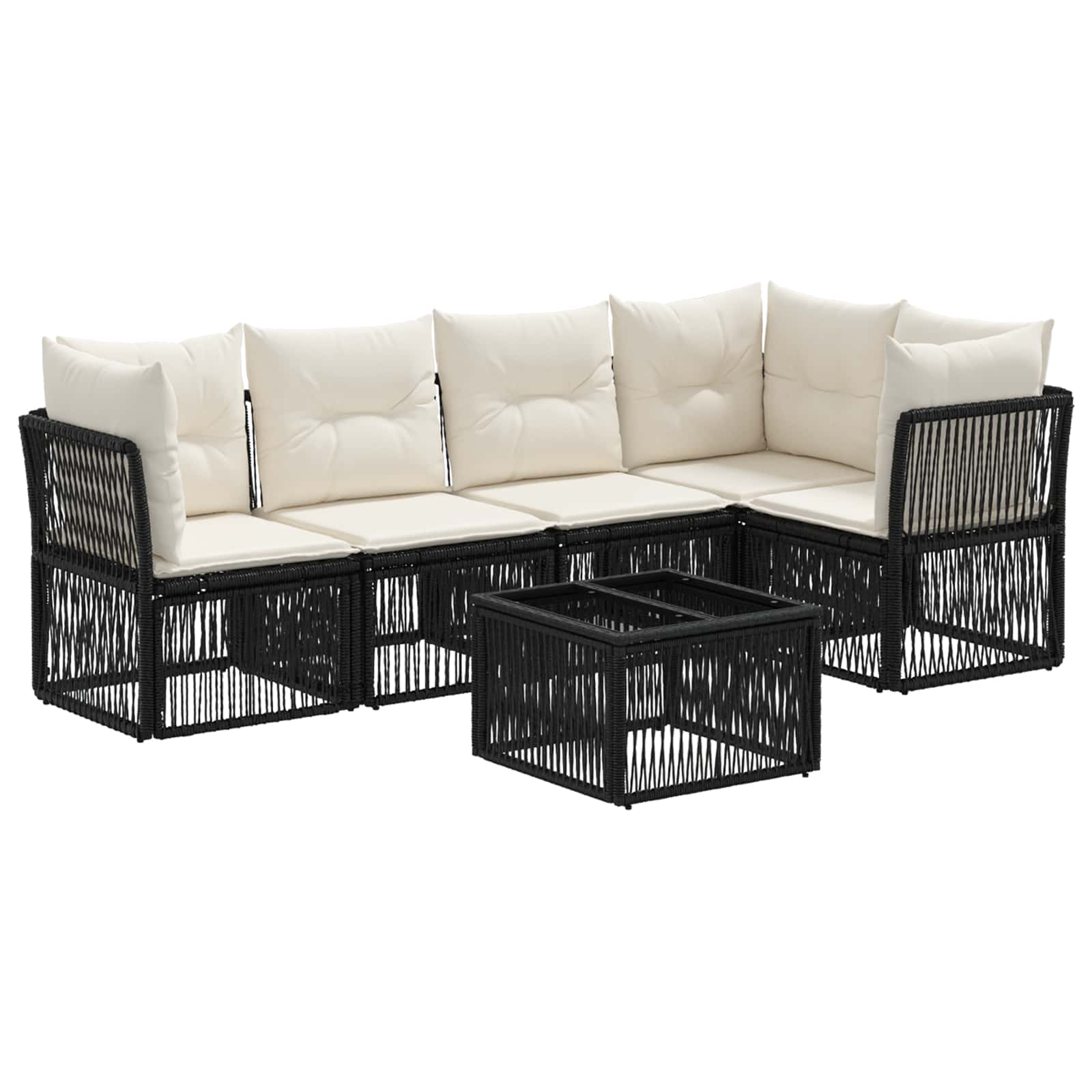 Tuinbankenset 6 pcs Zwart poly rattan is nu te koop bij PeponiXL, paradijselijk wonen!