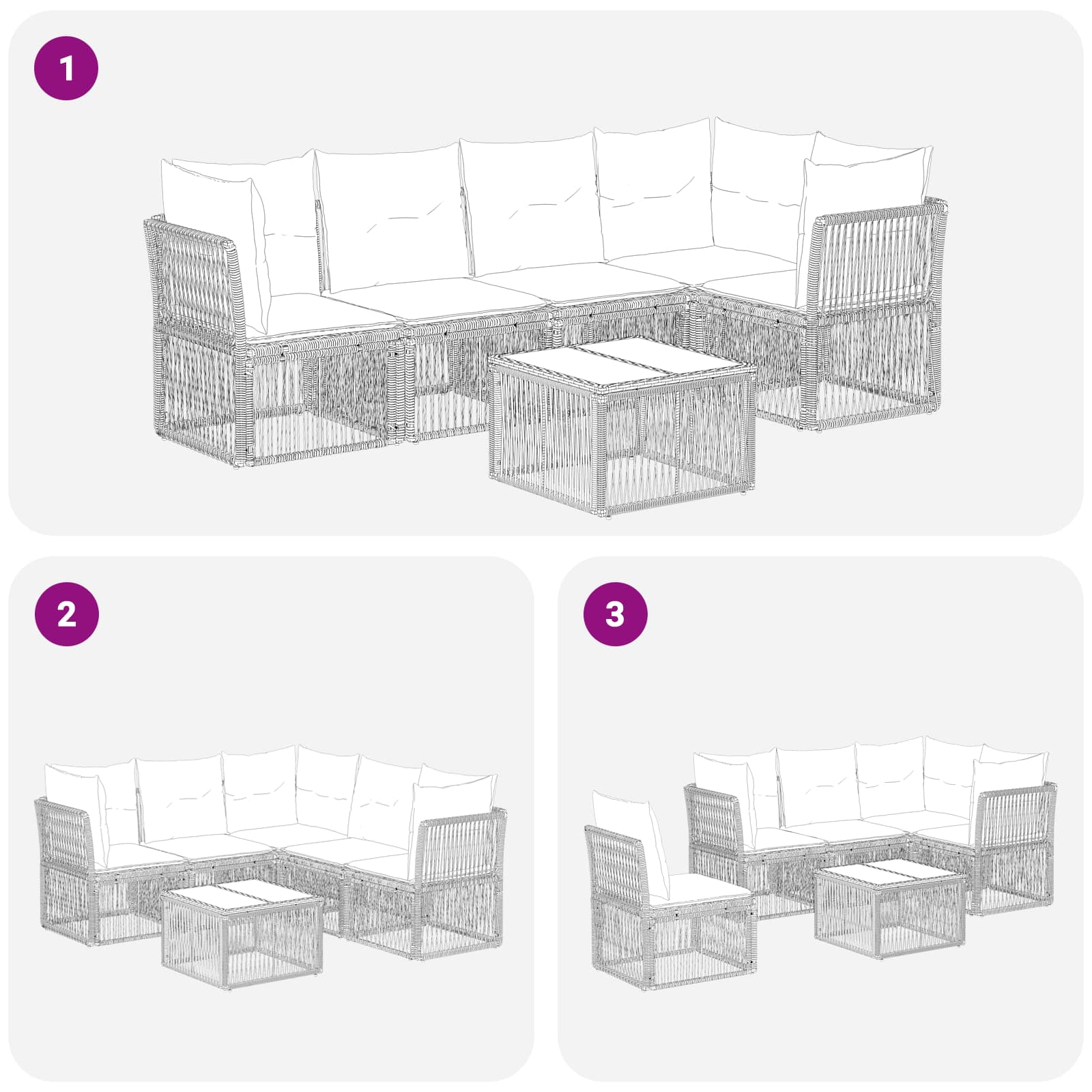 Tuinbankenset 6 pcs Zwart poly rattan is nu te koop bij PeponiXL, paradijselijk wonen!