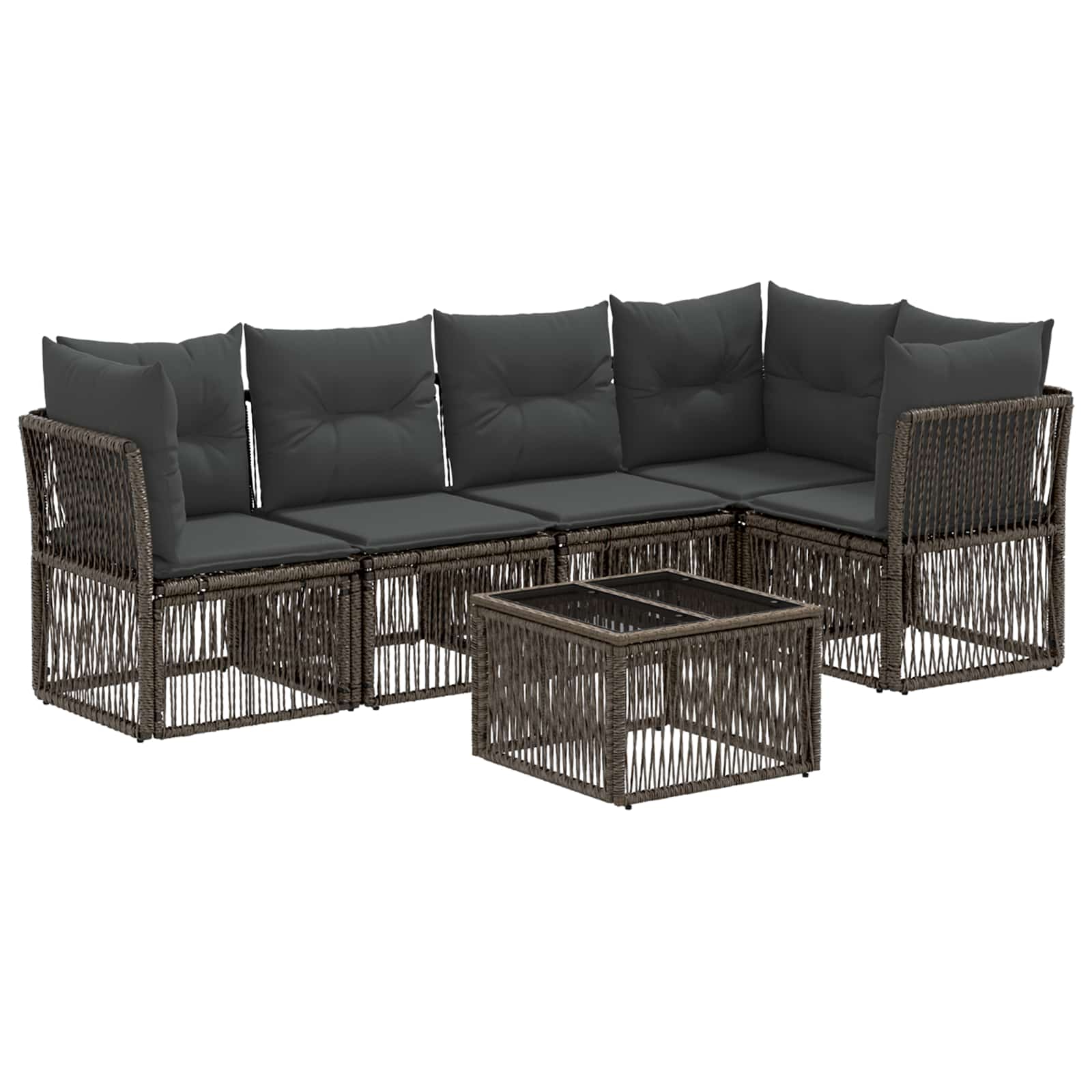 Tuinbankenset 6 pcs Grijs poly rattan is nu te koop bij PeponiXL, paradijselijk wonen!