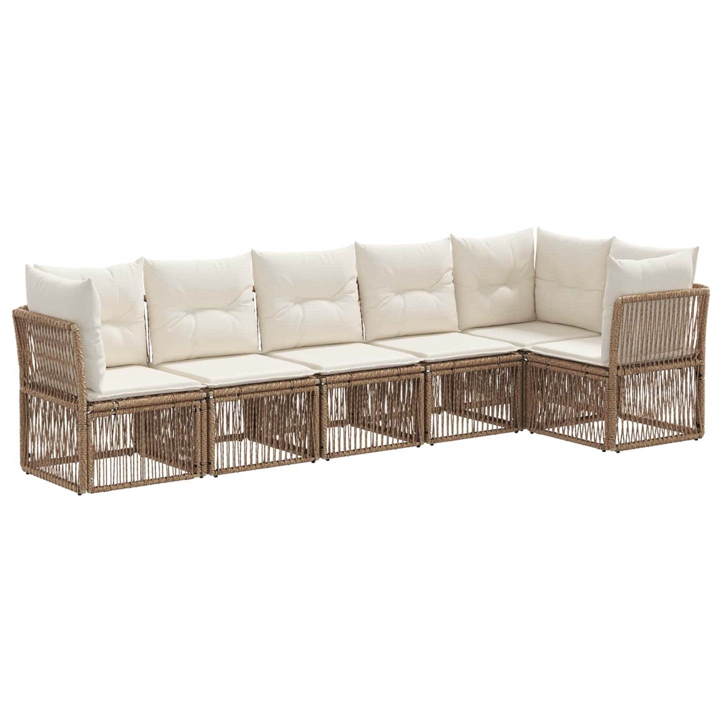 Tuinbankenset 6 pcs Beige poly rattan is nu te koop bij PeponiXL, paradijselijk wonen!