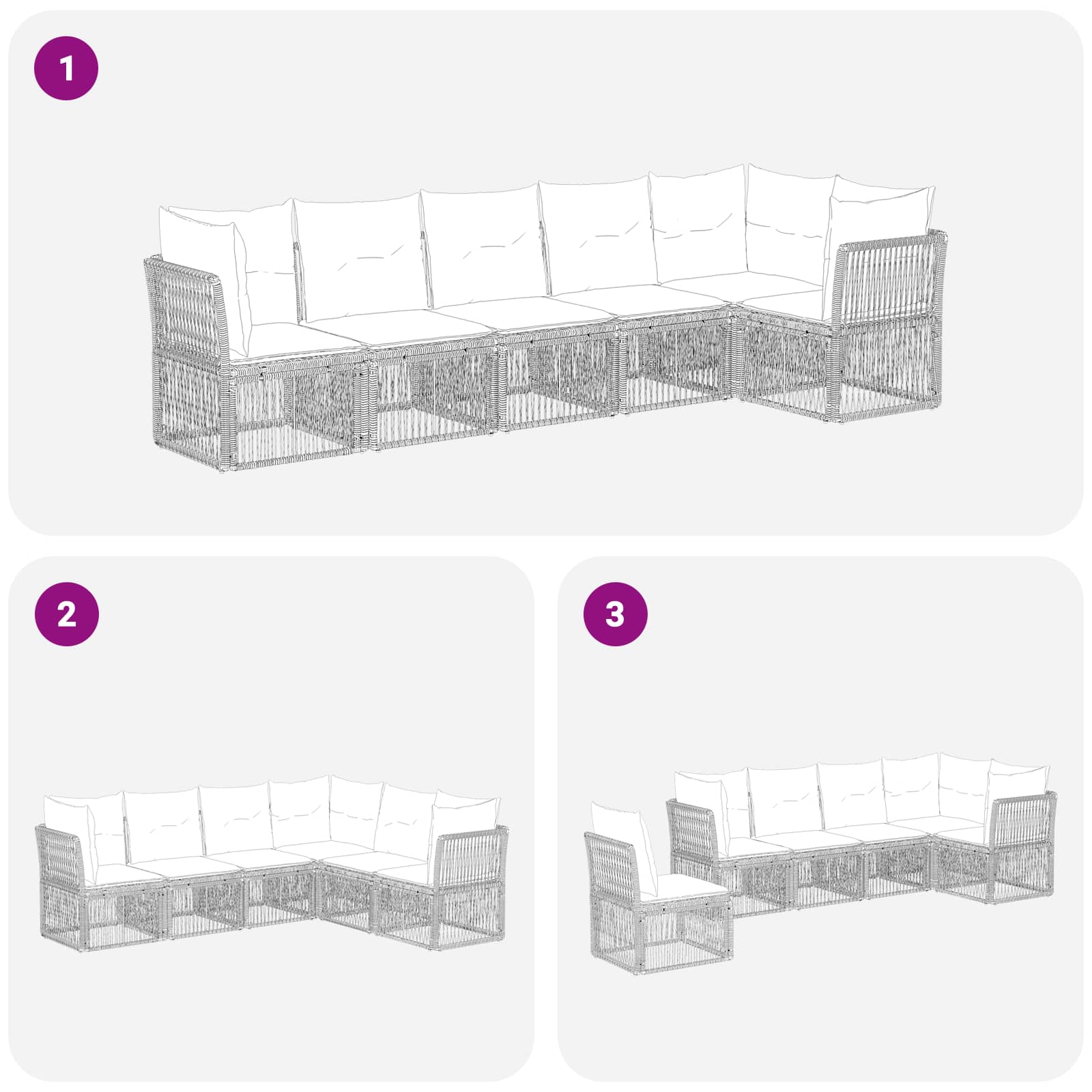 Tuinbankenset 6 pcs Beige poly rattan is nu te koop bij PeponiXL, paradijselijk wonen!