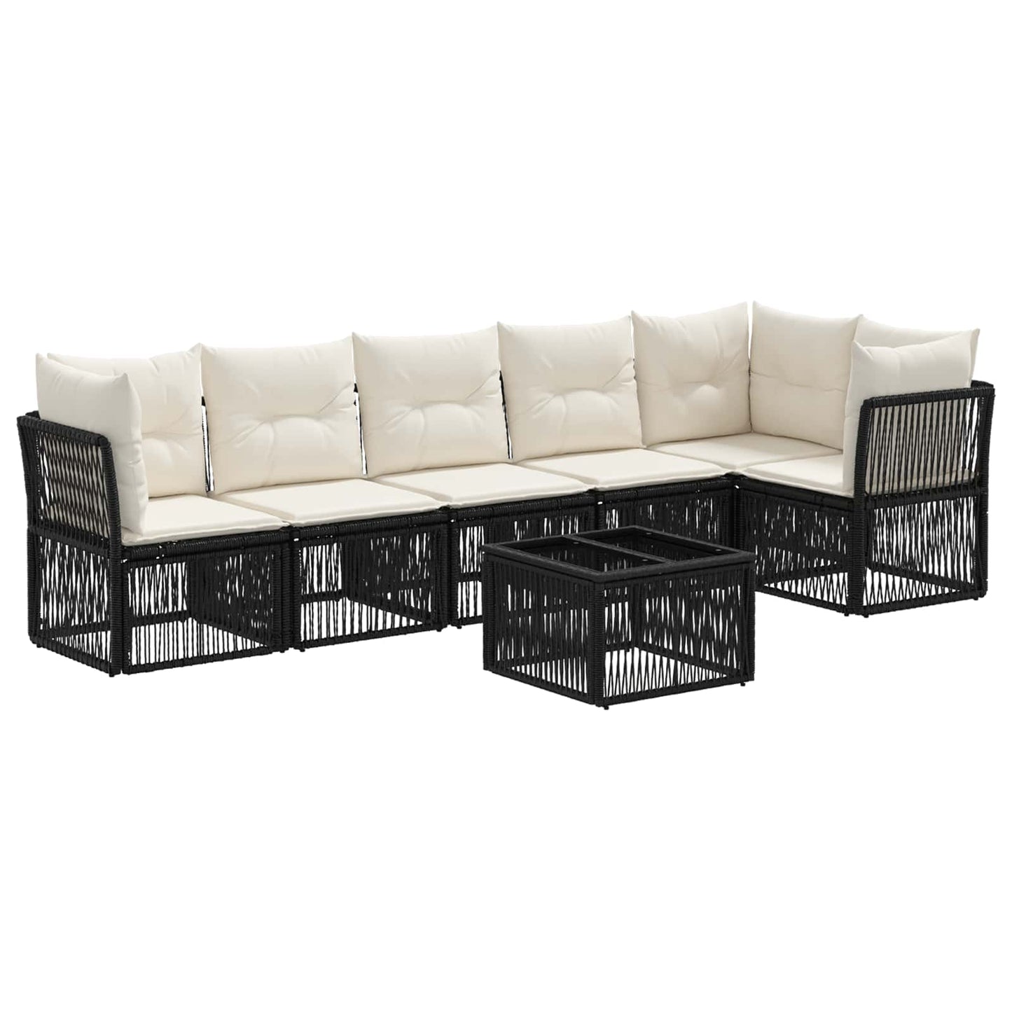 Tuinbankenset 7 pcs Zwart poly rattan is nu te koop bij PeponiXL, paradijselijk wonen!