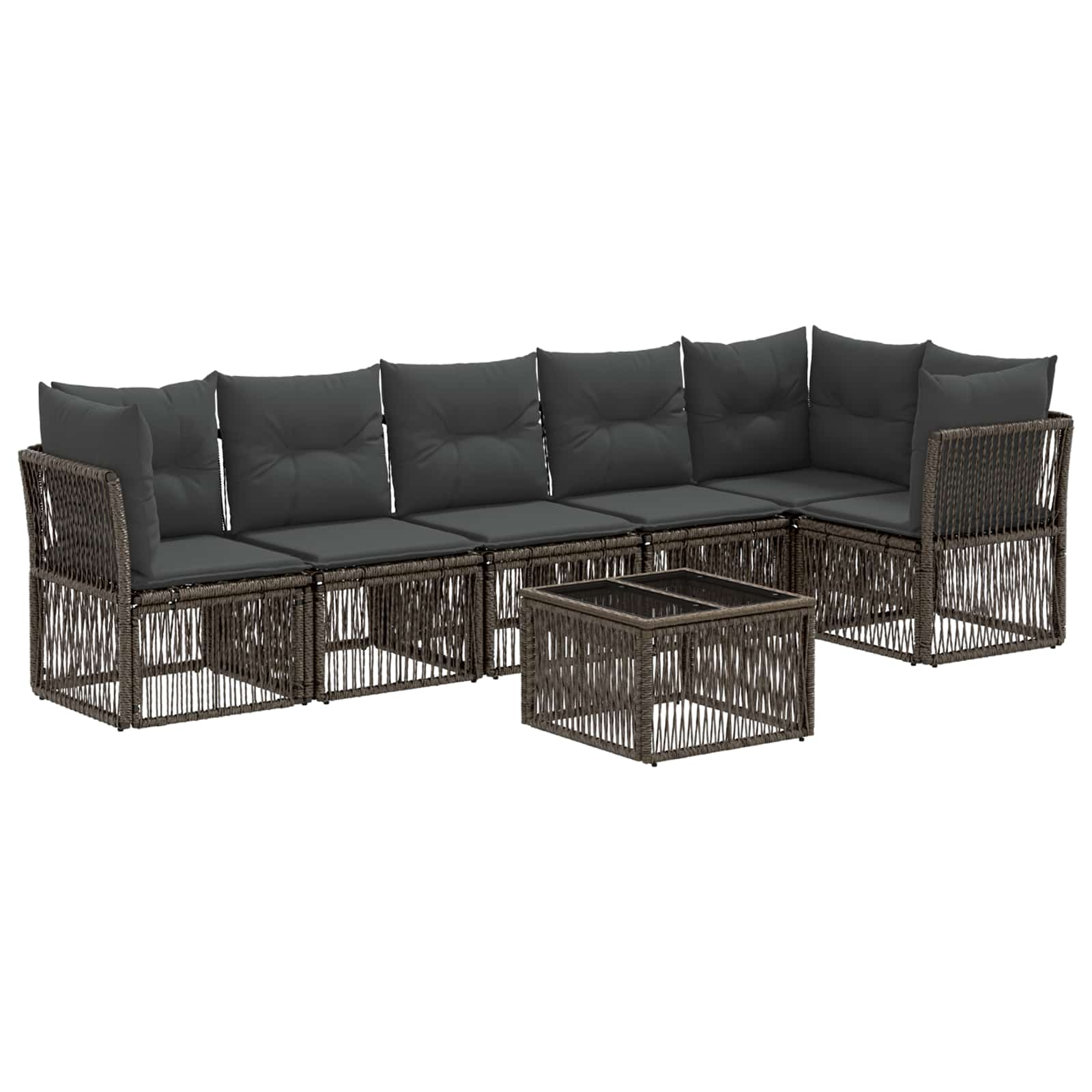Tuinbankenset 7 pcs Grijs poly rattan is nu te koop bij PeponiXL, paradijselijk wonen!