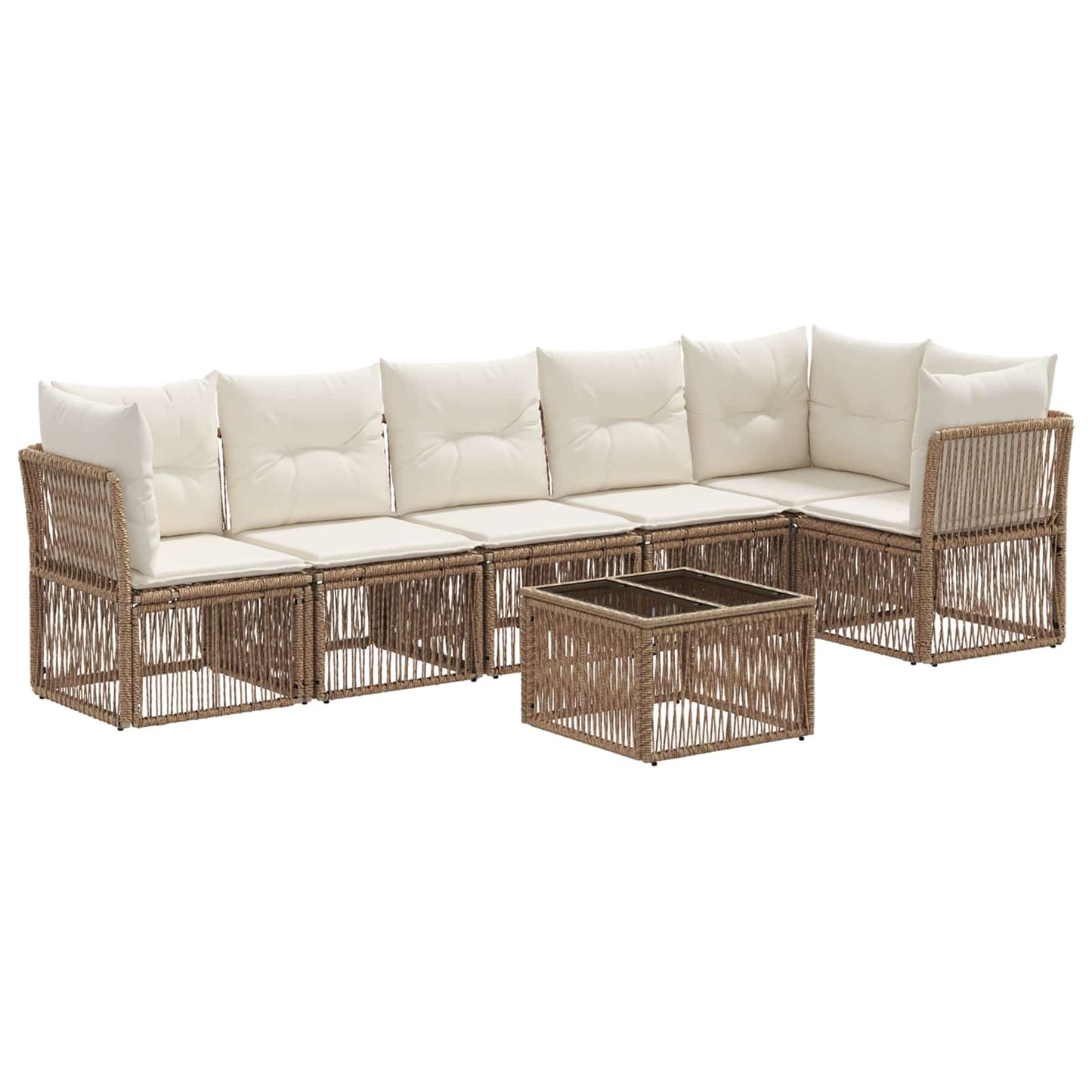 Tuinbankenset 7 pcs Beige poly rattan is nu te koop bij PeponiXL, paradijselijk wonen!