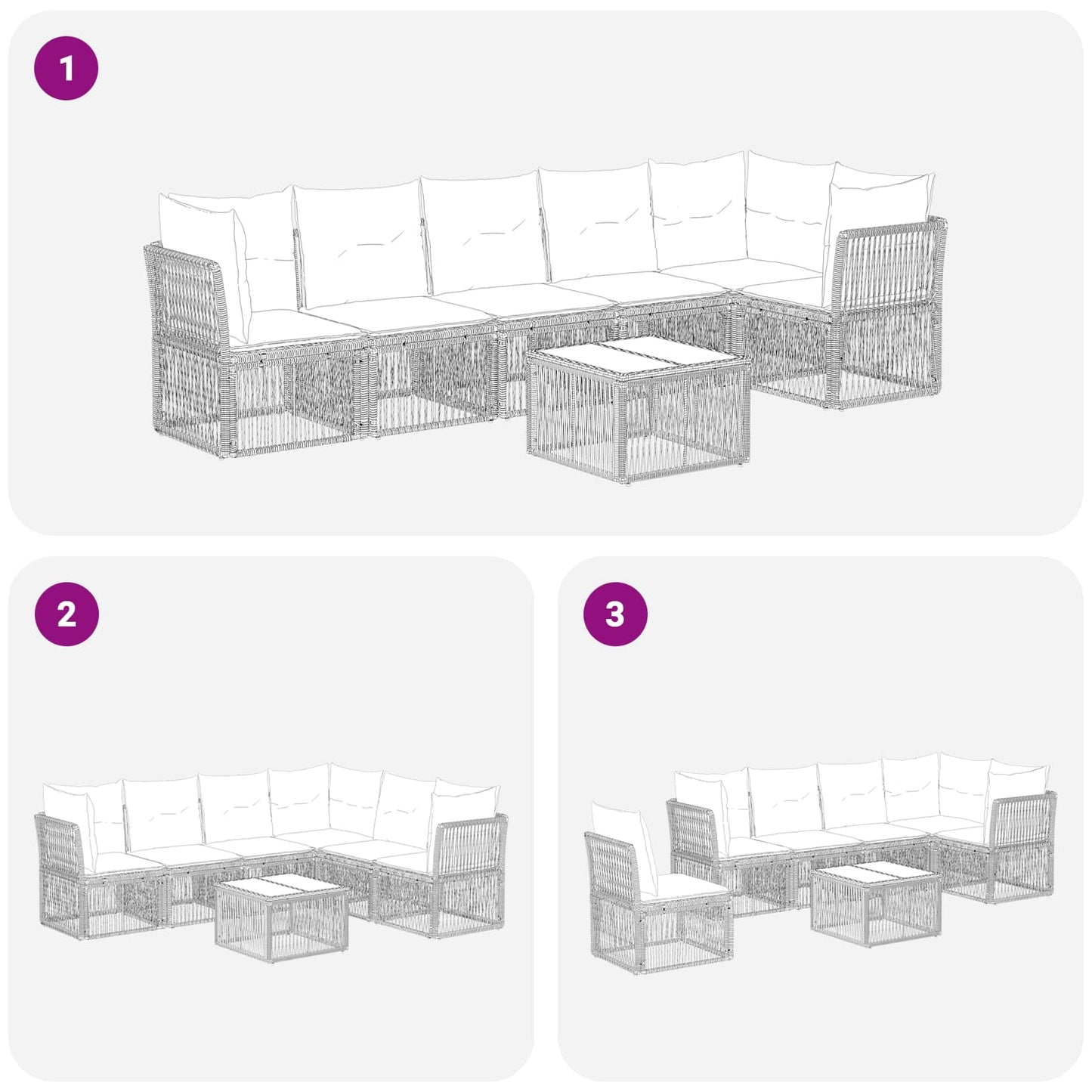 Tuinbankenset 7 pcs Beige poly rattan is nu te koop bij PeponiXL, paradijselijk wonen!