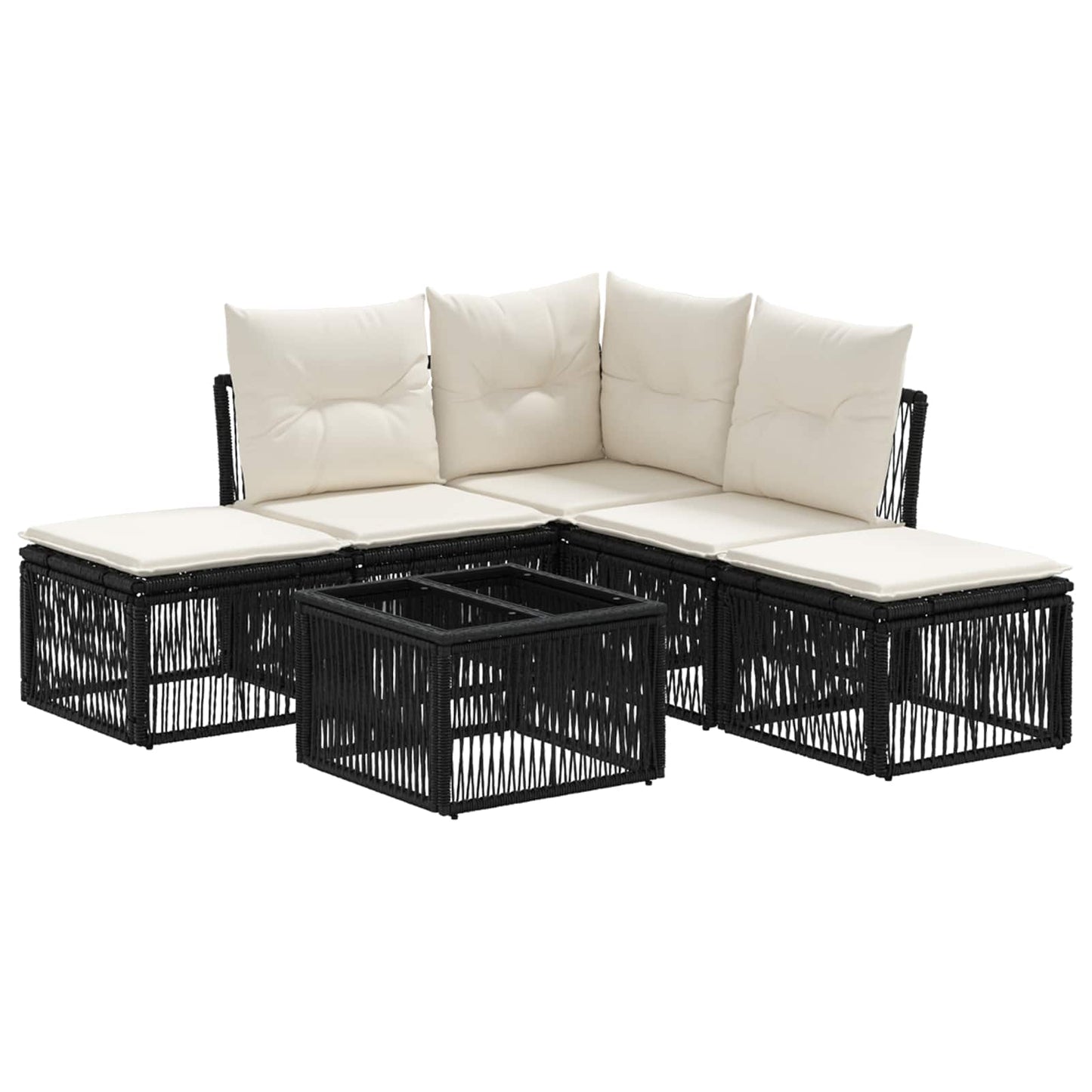 Tuinbankenset 6 pcs Zwart poly rattan is nu te koop bij PeponiXL, paradijselijk wonen!
