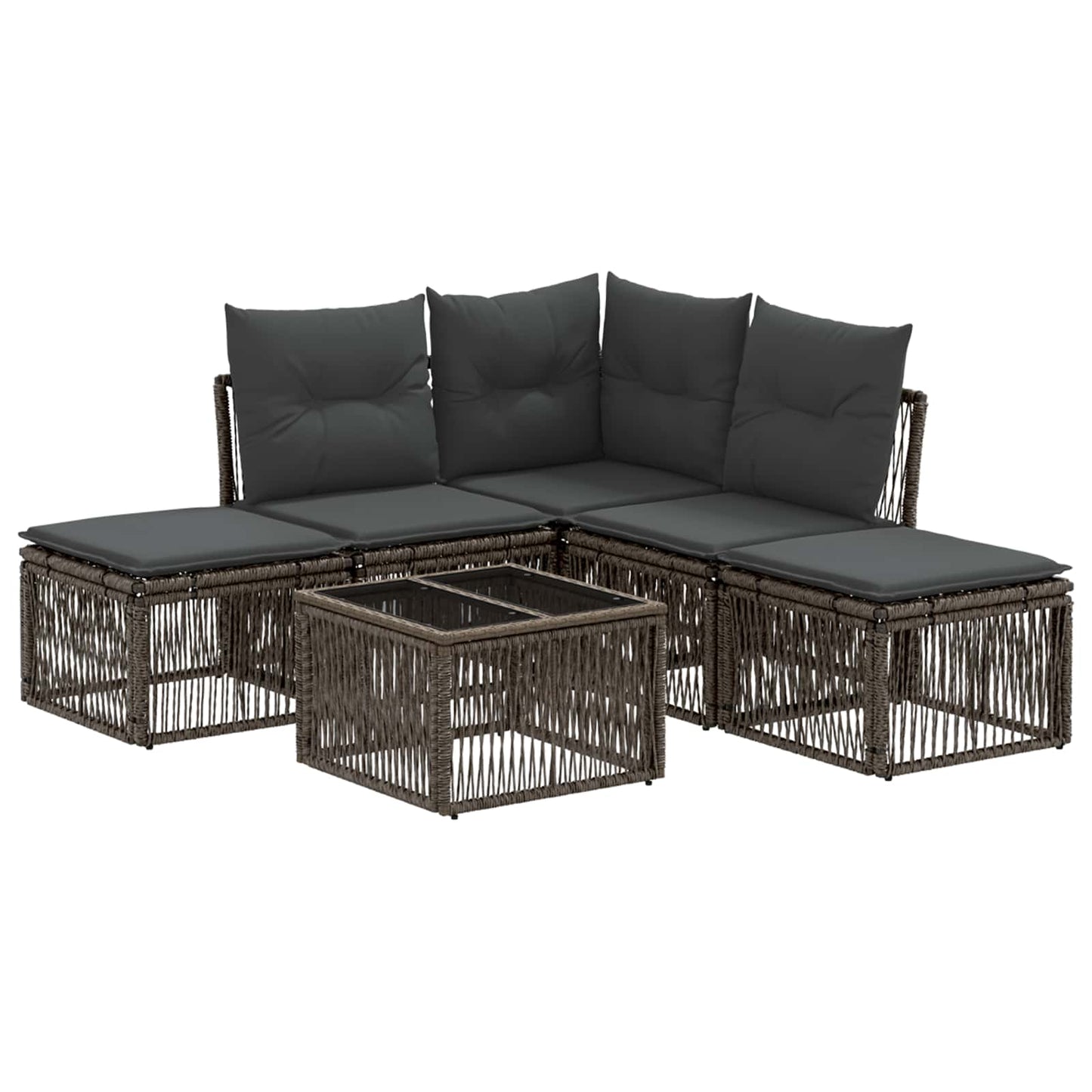 Tuinbankenset 6 pcs Grijs poly rattan is nu te koop bij PeponiXL, paradijselijk wonen!