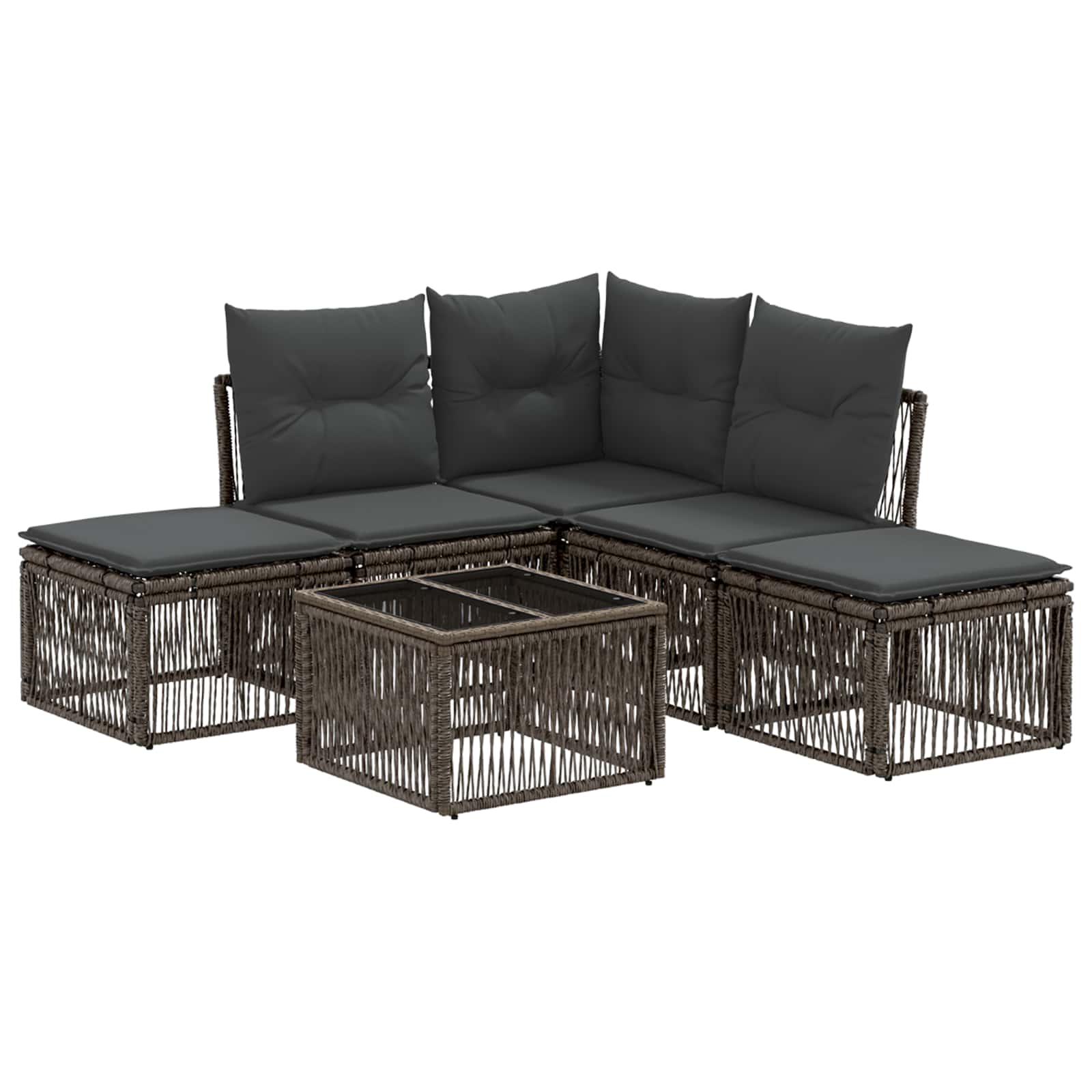 Tuinbankenset 6 pcs Grijs poly rattan is nu te koop bij PeponiXL, paradijselijk wonen!