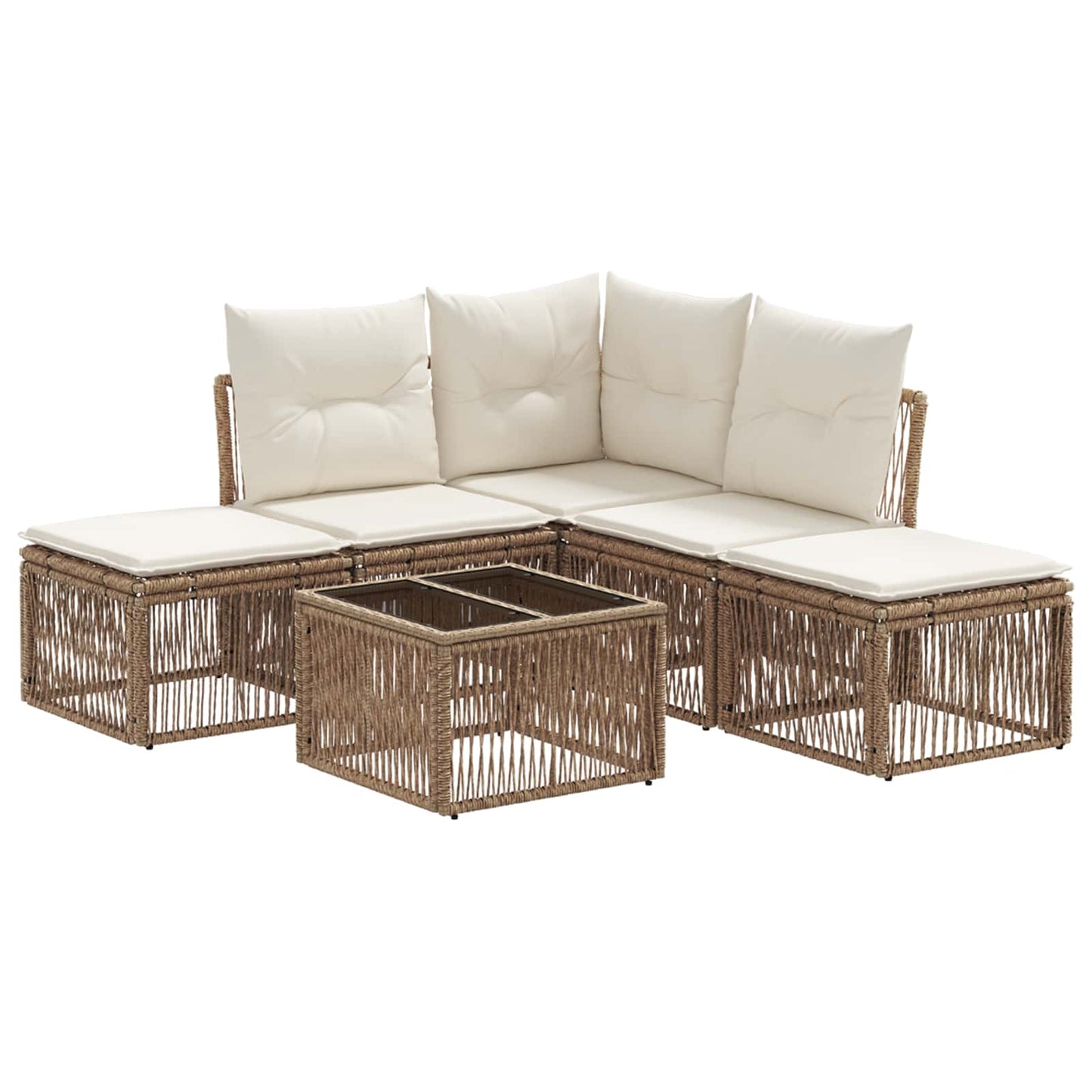 Tuinbankenset 6 pcs Beige poly rattan is nu te koop bij PeponiXL, paradijselijk wonen!