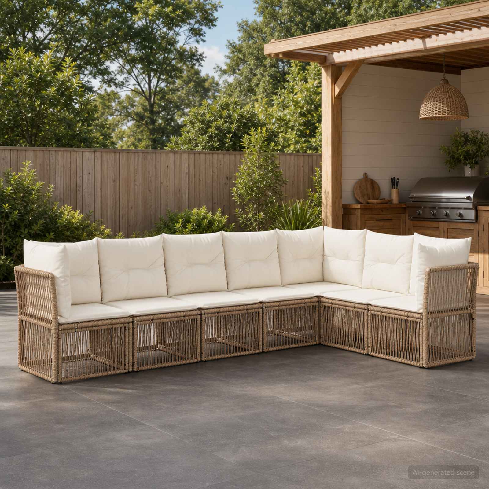 Tuinbankenset 7 pcs Beige poly rattan is nu te koop bij PeponiXL, paradijselijk wonen!