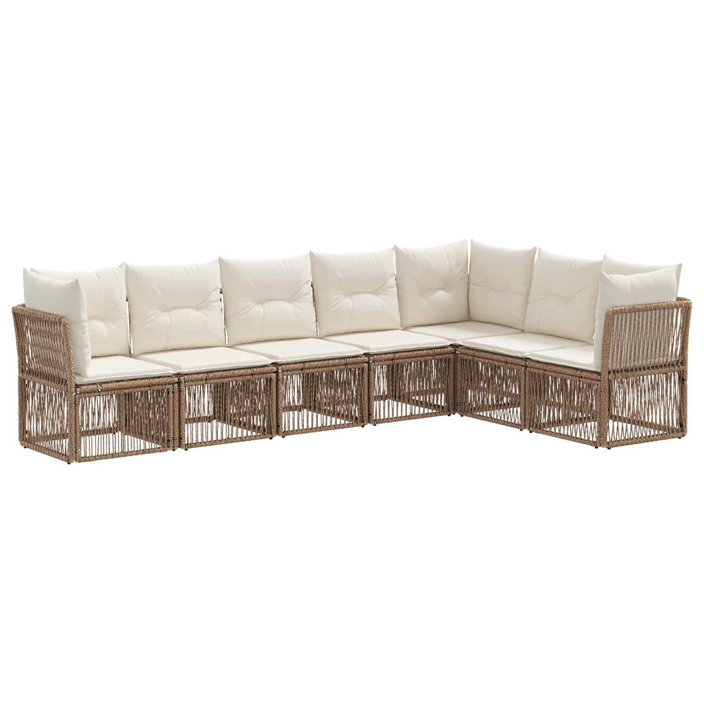 Tuinbankenset 7 pcs Beige poly rattan is nu te koop bij PeponiXL, paradijselijk wonen!