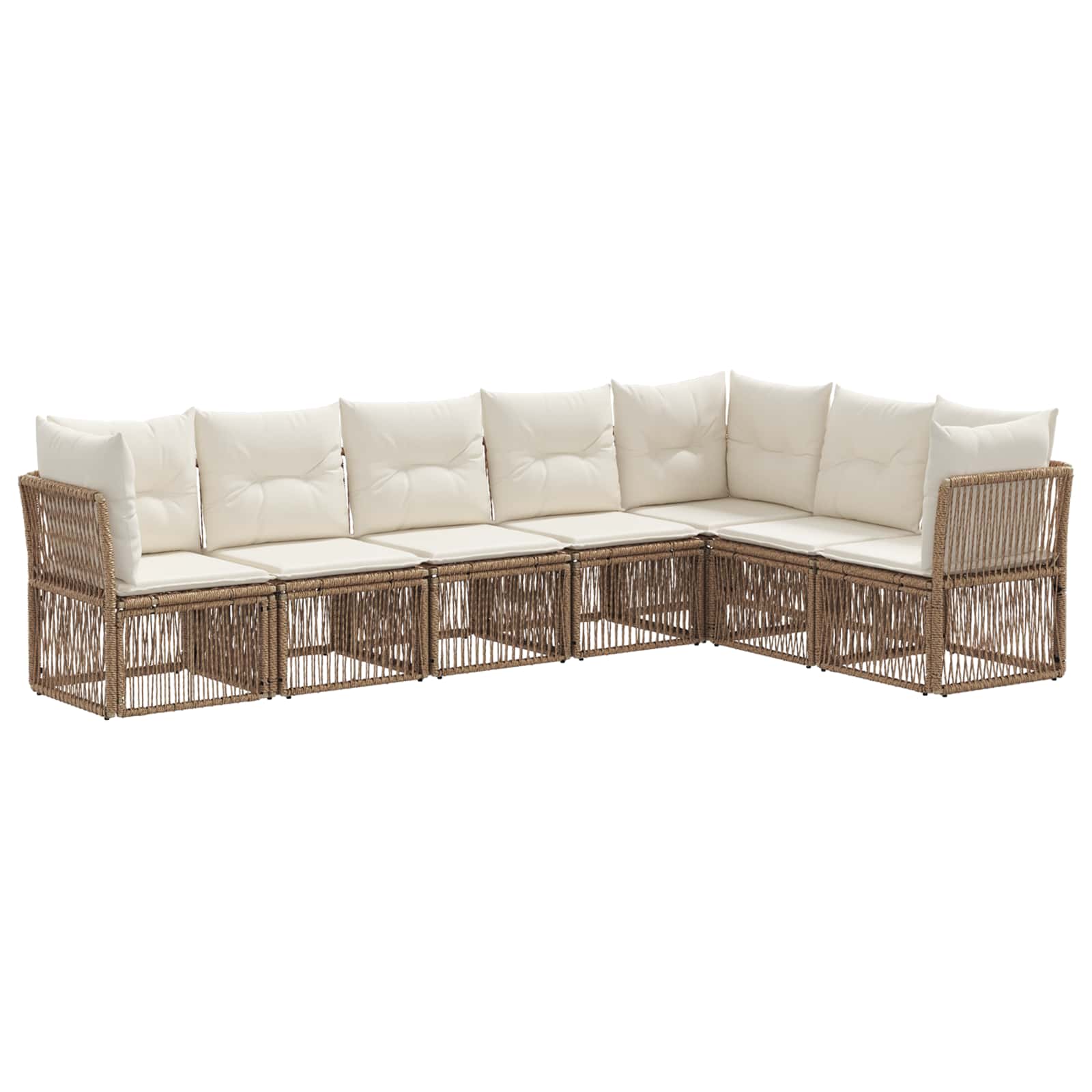 Tuinbankenset 7 pcs Beige poly rattan is nu te koop bij PeponiXL, paradijselijk wonen!