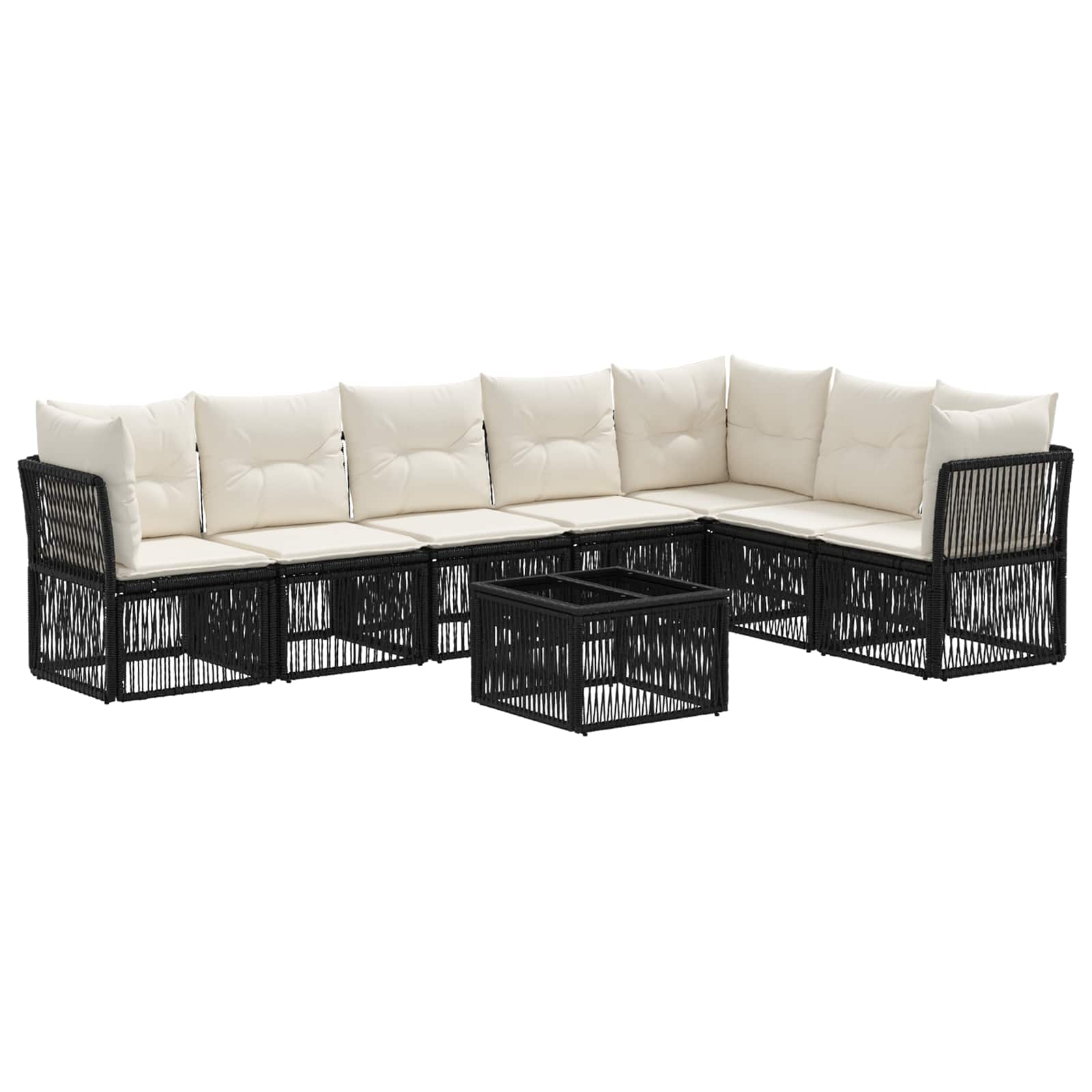 Tuinbankenset 8 pcs Zwart poly rattan is nu te koop bij PeponiXL, paradijselijk wonen!