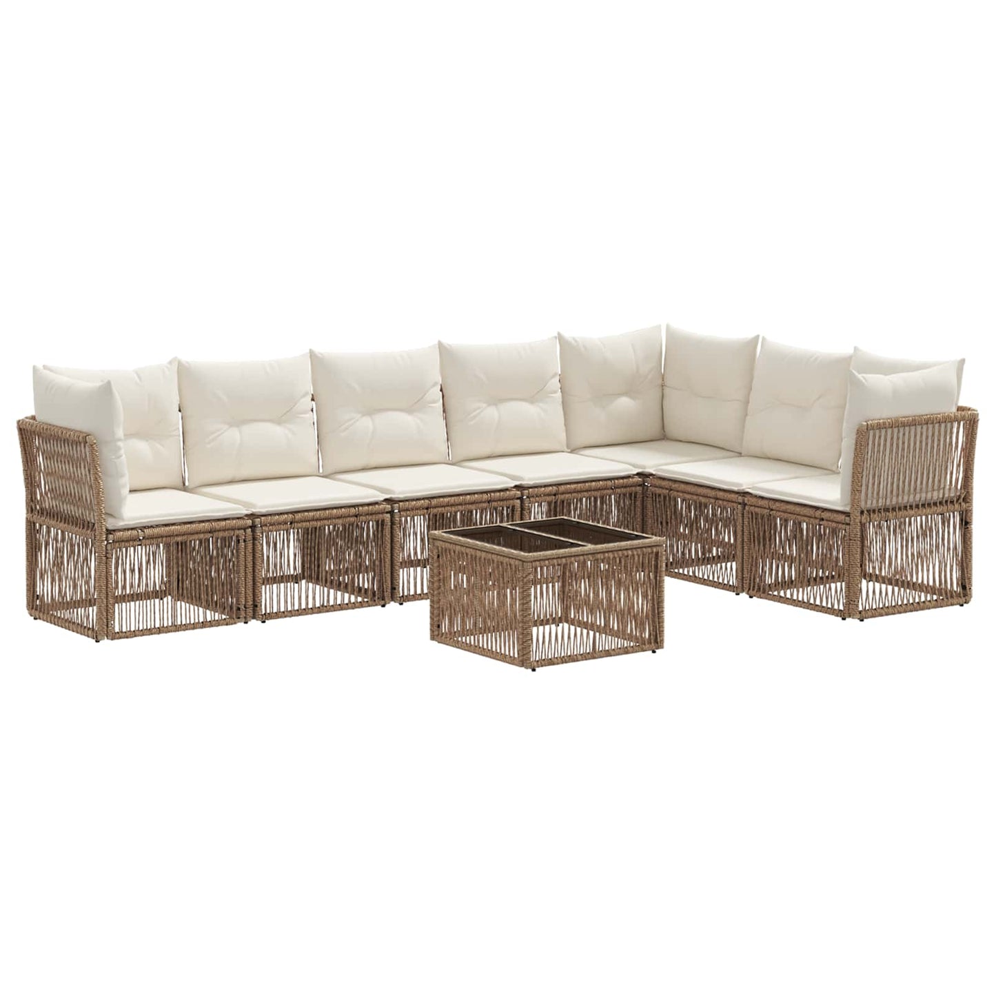 Tuinbankenset 8 pcs Beige poly rattan is nu te koop bij PeponiXL, paradijselijk wonen!