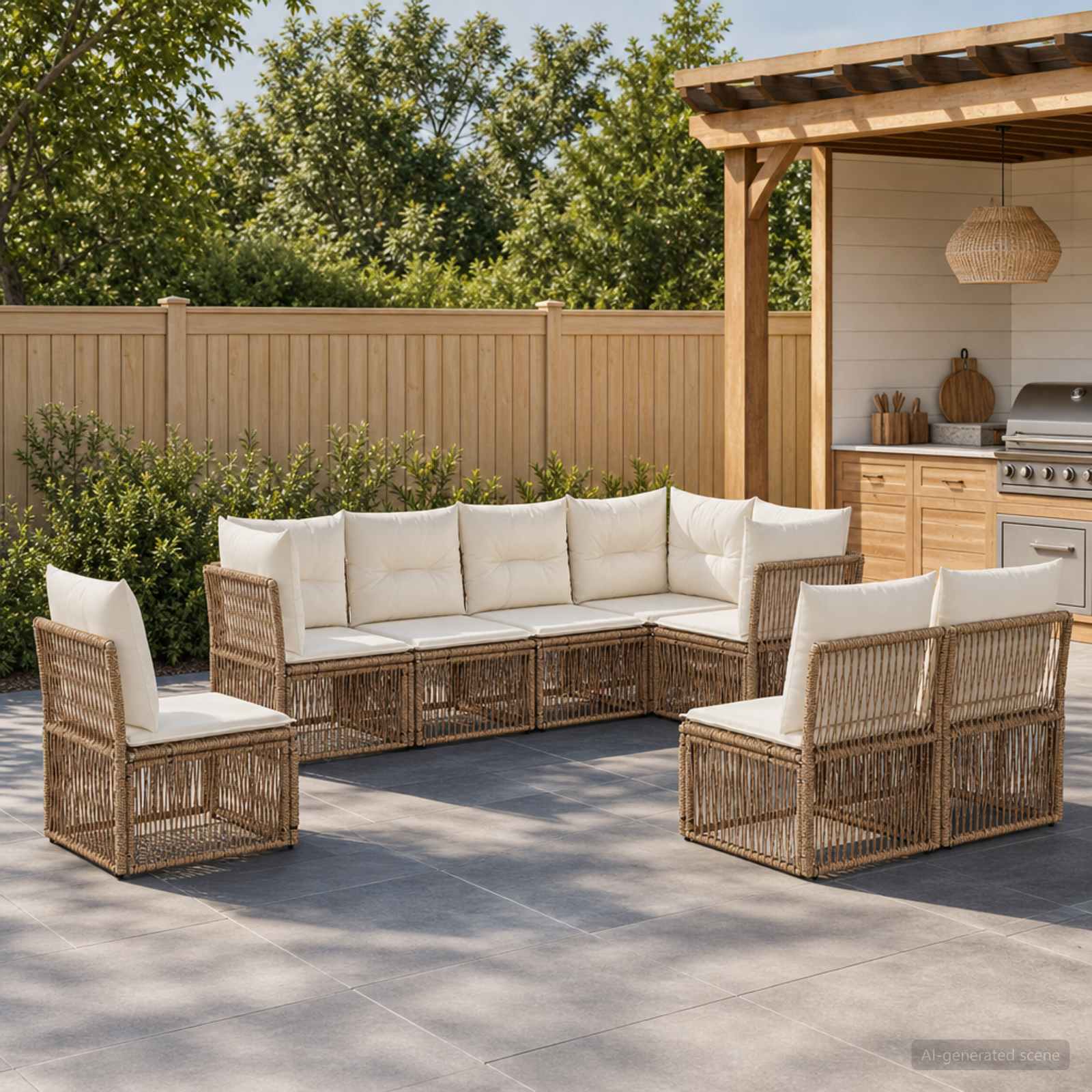 Tuinbankenset 8 pcs Beige poly rattan is nu te koop bij PeponiXL, paradijselijk wonen!