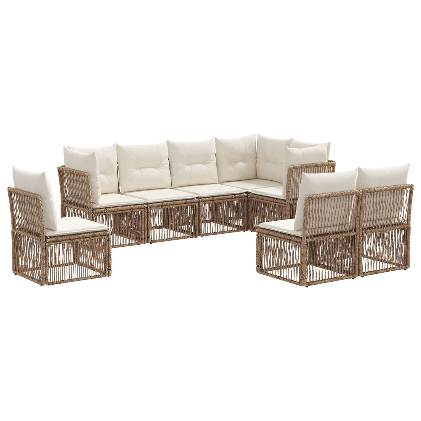 Tuinbankenset 8 pcs Beige poly rattan is nu te koop bij PeponiXL, paradijselijk wonen!