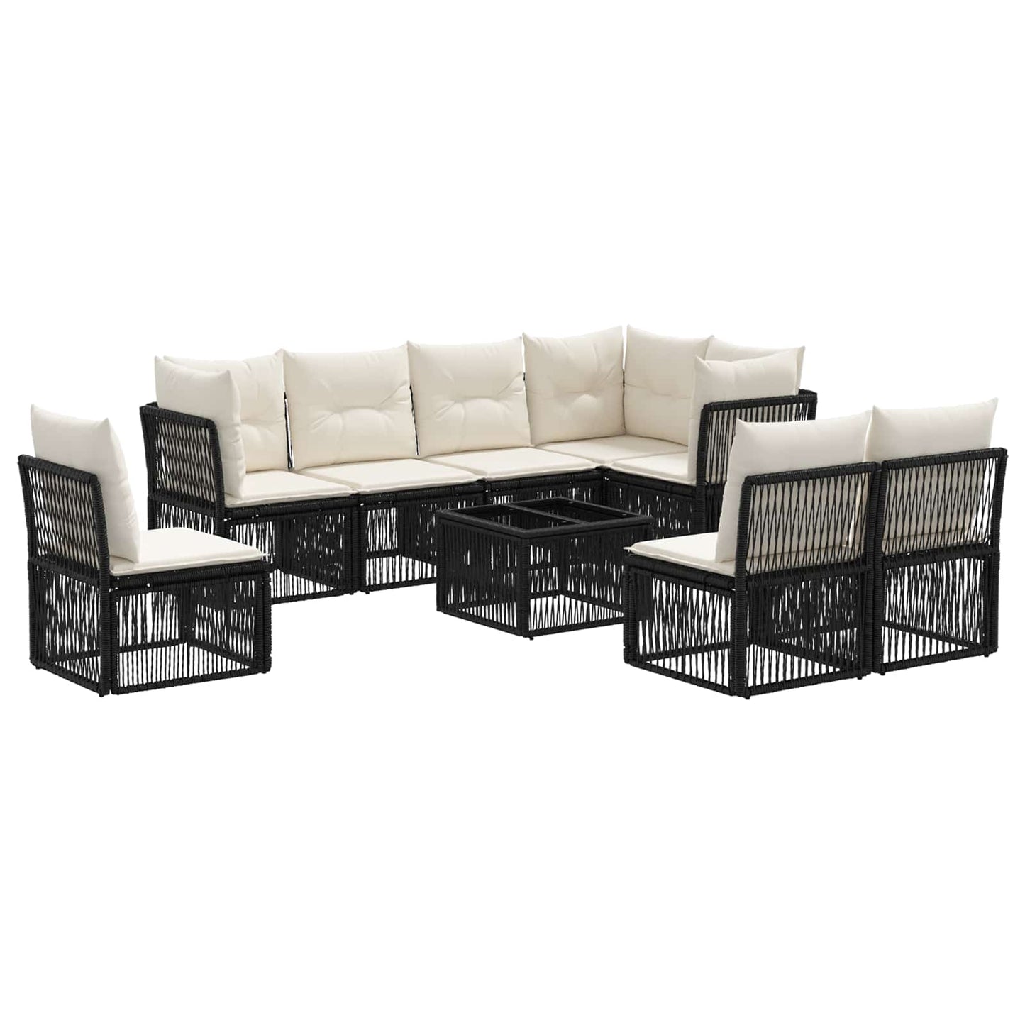 Tuinbankenset 9 pcs Zwart poly rattan is nu te koop bij PeponiXL, paradijselijk wonen!
