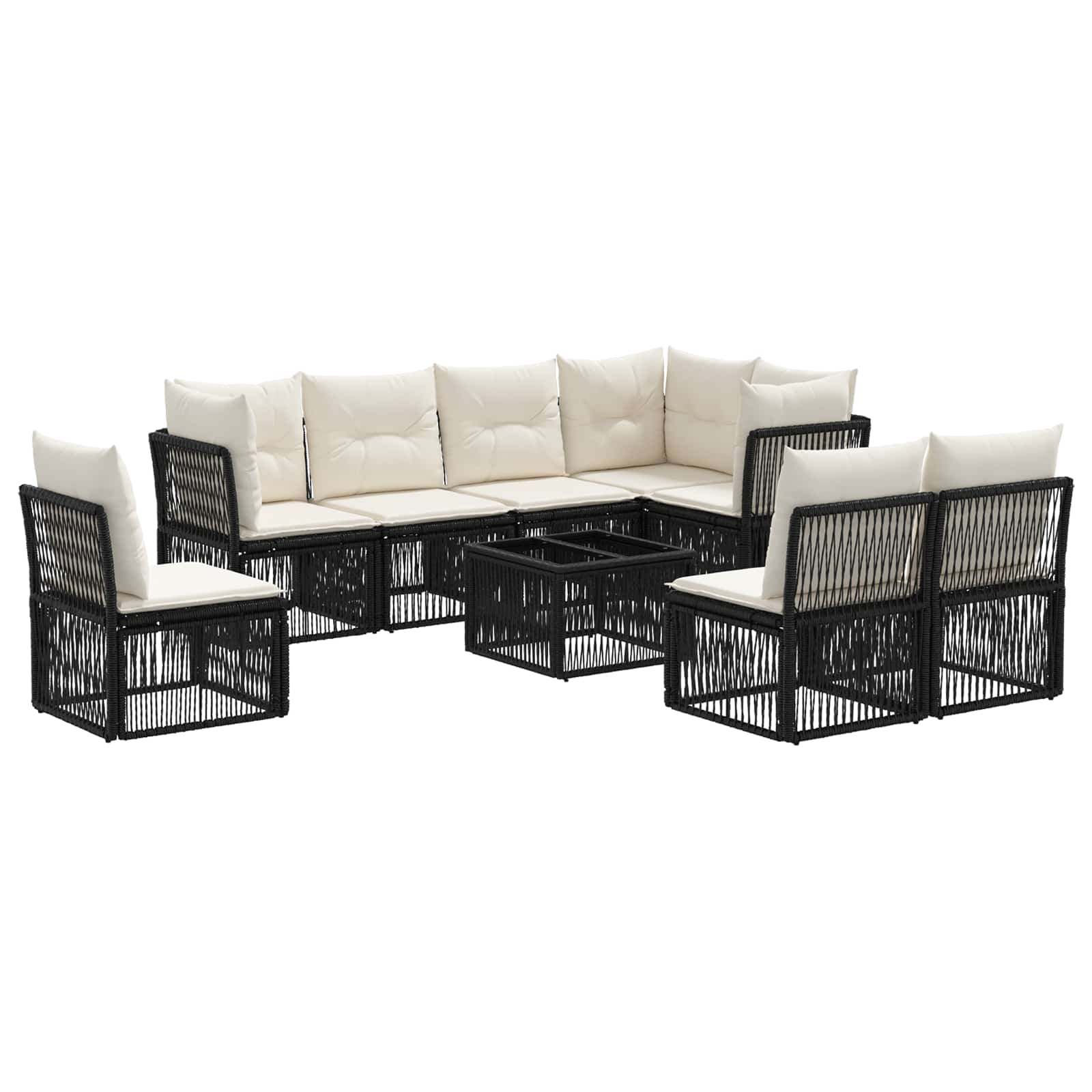 Tuinbankenset 9 pcs Zwart poly rattan is nu te koop bij PeponiXL, paradijselijk wonen!