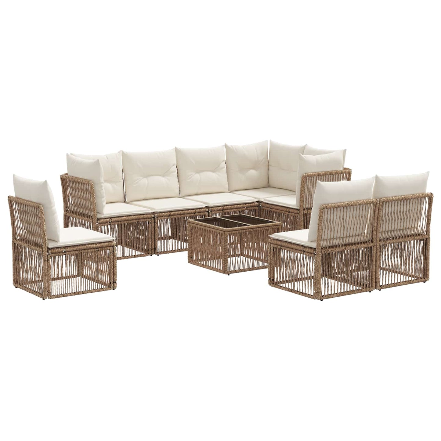 Tuinbankenset 9 pcs Beige poly rattan is nu te koop bij PeponiXL, paradijselijk wonen!