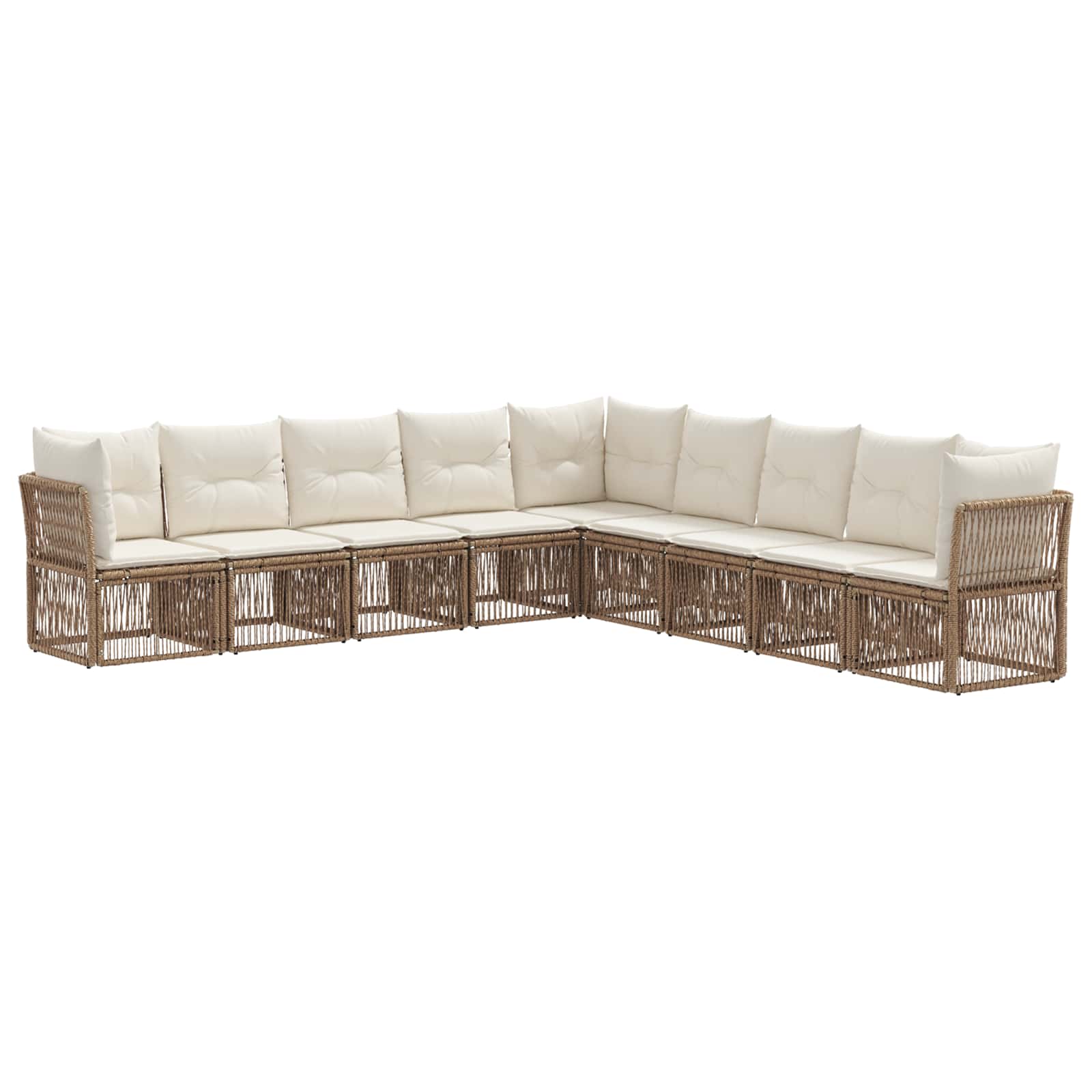 Tuinbankenset 9 pcs Beige poly rattan is nu te koop bij PeponiXL, paradijselijk wonen!