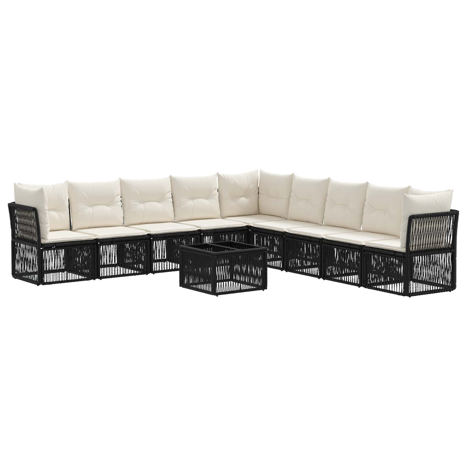 Tuinbankenset 10 pcs Zwart poly rattan is nu te koop bij PeponiXL, paradijselijk wonen!
