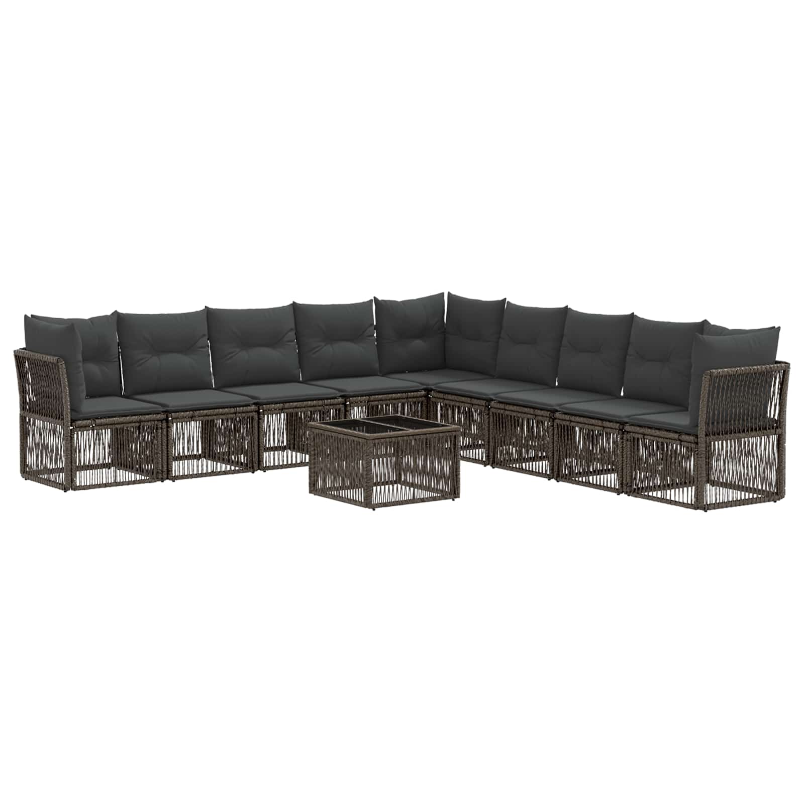 Tuinbankenset 10 pcs Grijs poly rattan is nu te koop bij PeponiXL, paradijselijk wonen!