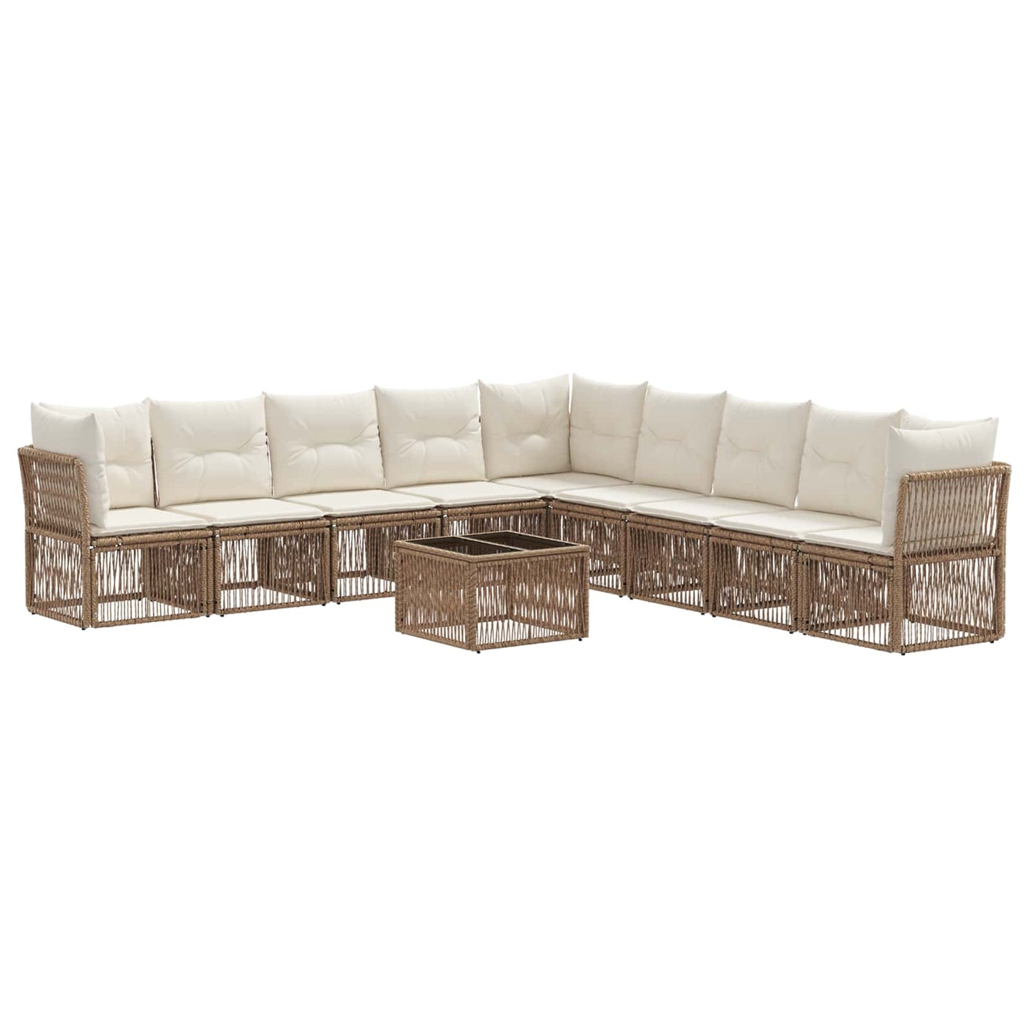 Tuinbankenset 10 pcs Beige poly rattan is nu te koop bij PeponiXL, paradijselijk wonen!