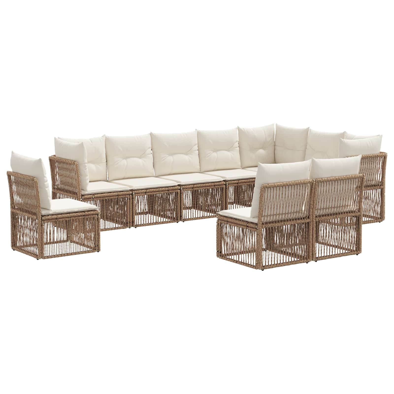Tuinbankenset 10 pcs Beige poly rattan is nu te koop bij PeponiXL, paradijselijk wonen!
