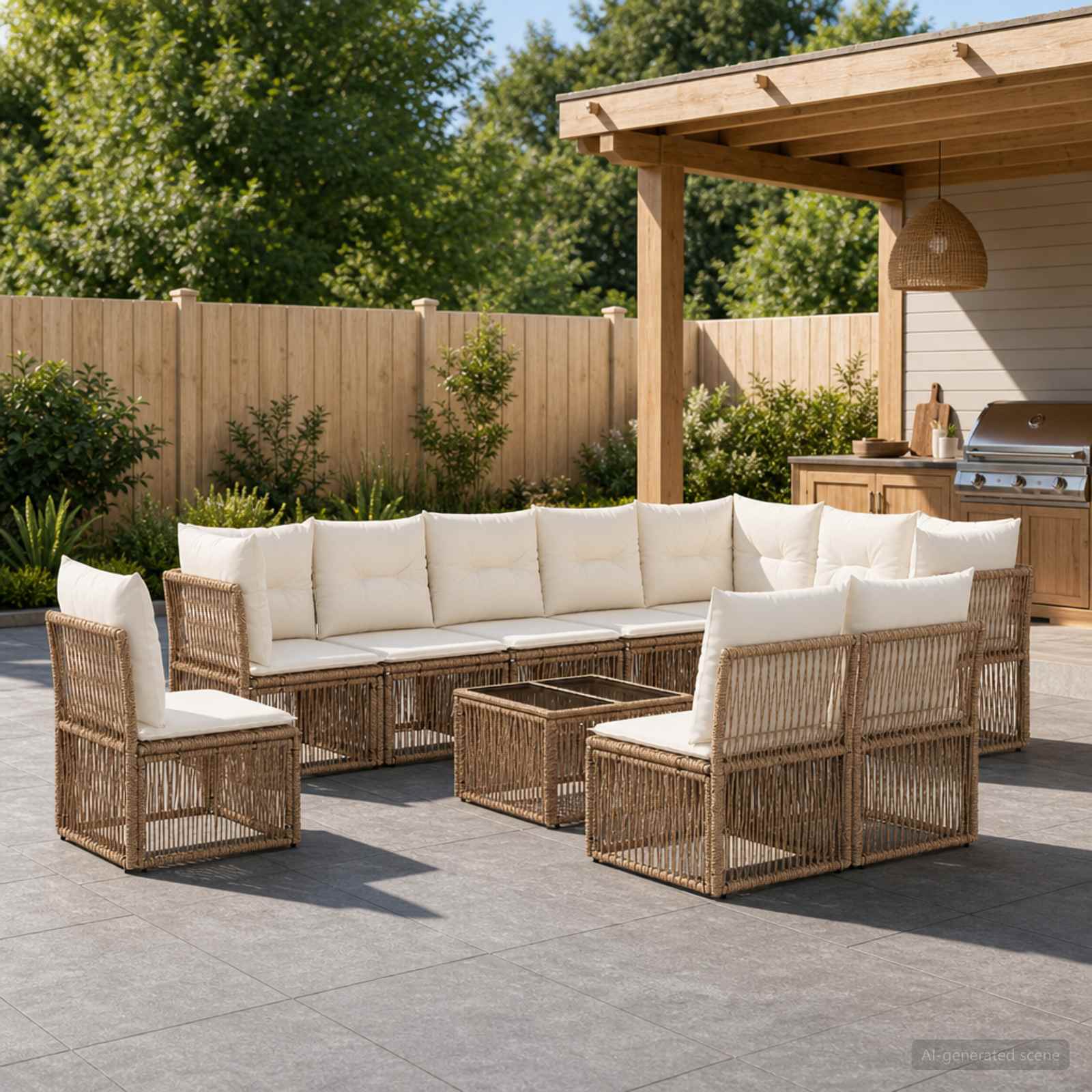 Tuinbankenset 11 pcs Beige poly rattan is nu te koop bij PeponiXL, paradijselijk wonen!