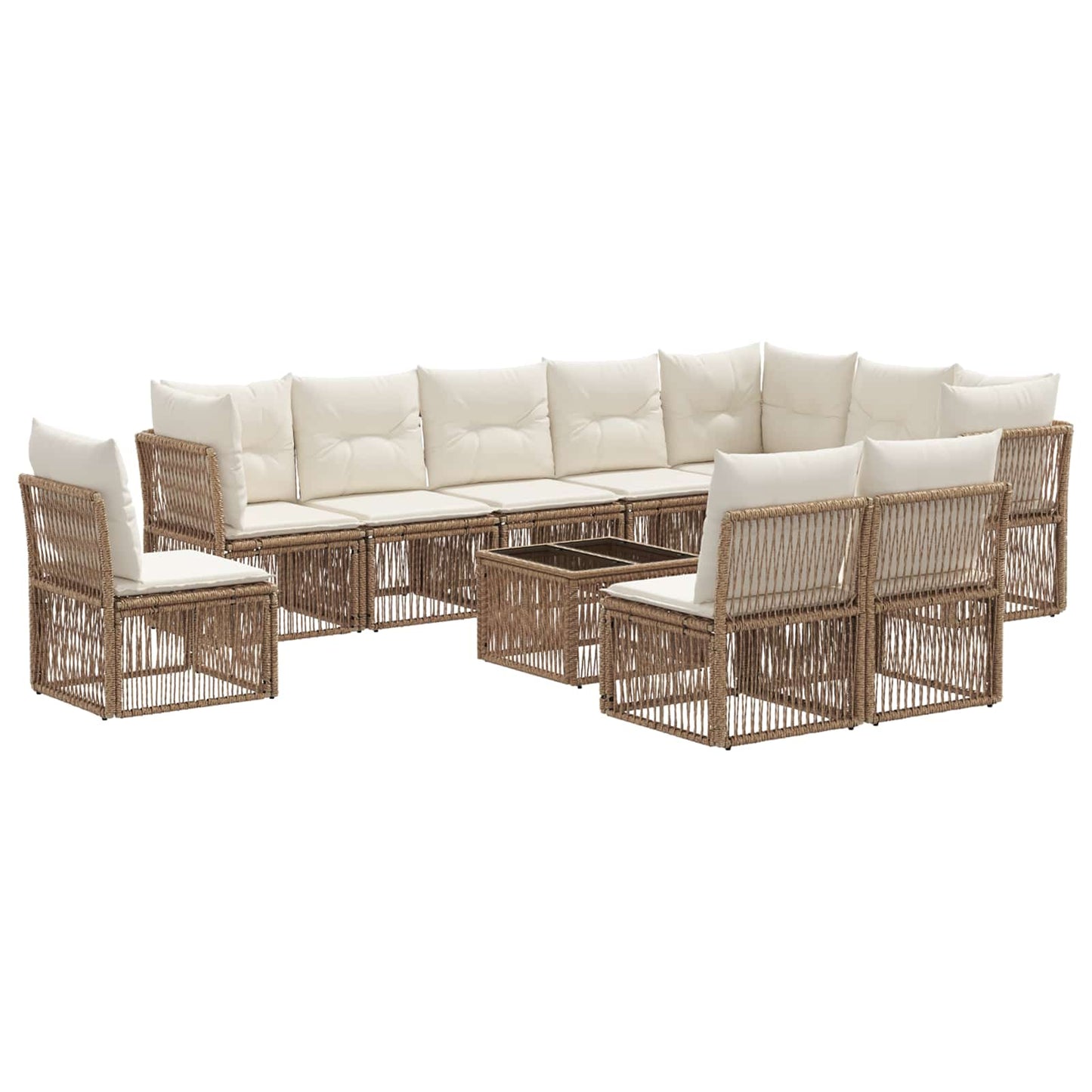 Tuinbankenset 11 pcs Beige poly rattan is nu te koop bij PeponiXL, paradijselijk wonen!