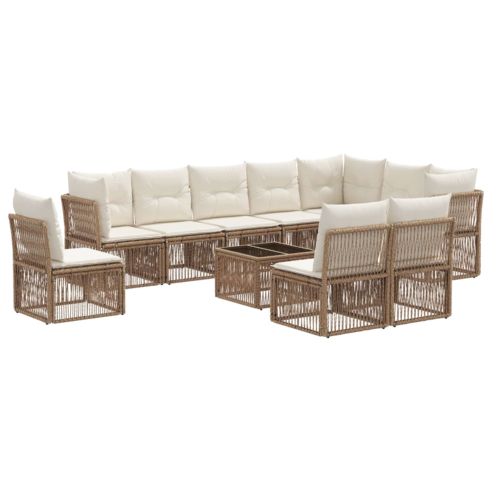 Tuinbankenset 11 pcs Beige poly rattan is nu te koop bij PeponiXL, paradijselijk wonen!
