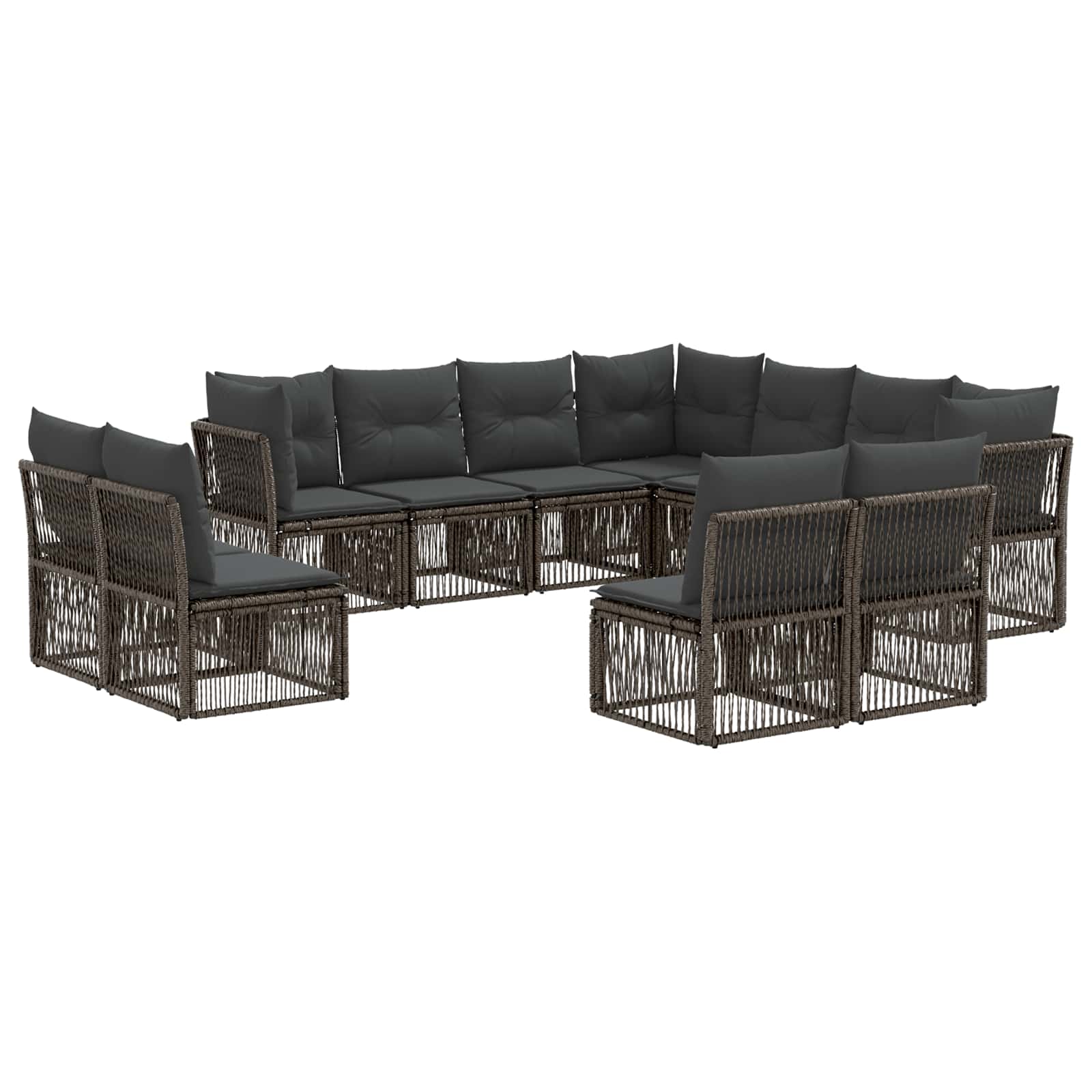 Tuinbankenset 11 pcs Grijs poly rattan is nu te koop bij PeponiXL, paradijselijk wonen!