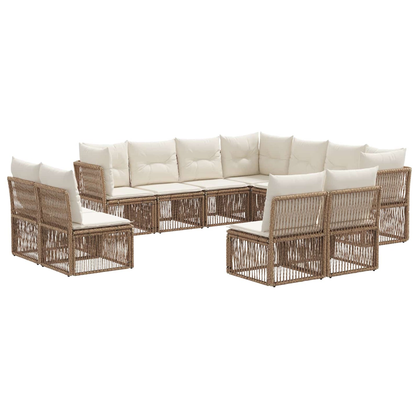 Tuinbankenset 11 pcs Beige poly rattan