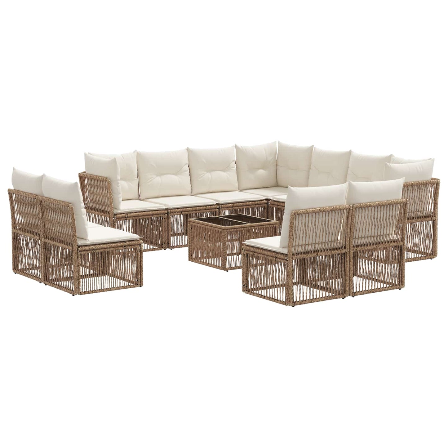 Tuinbankenset 12 pcs Beige poly rattan is nu te koop bij PeponiXL, paradijselijk wonen!